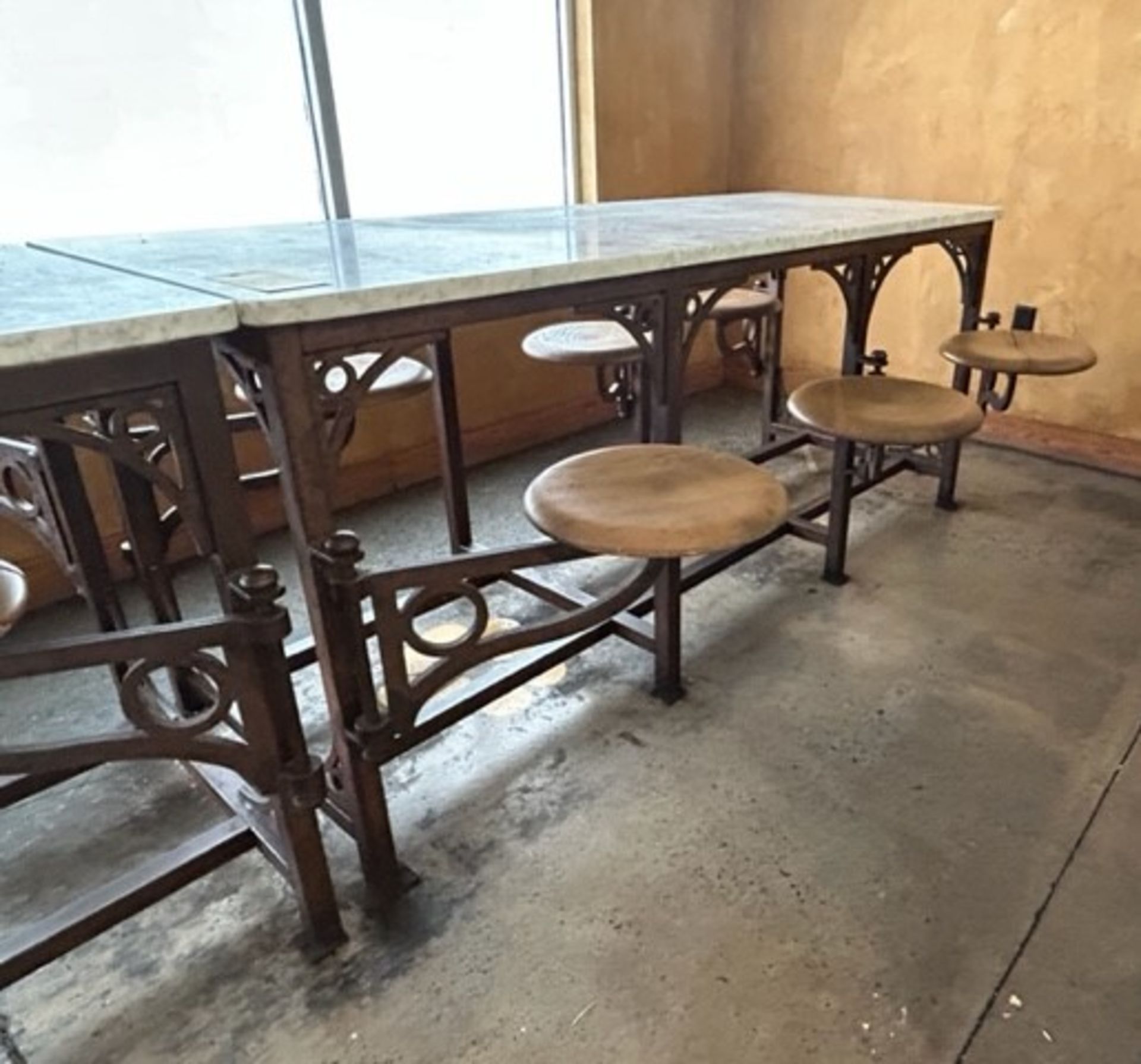 6-Seat Table, Metal Frame, Marble Top, 6-Swing Out Chairs, 32" x 83" x 36" - Image 3 of 4