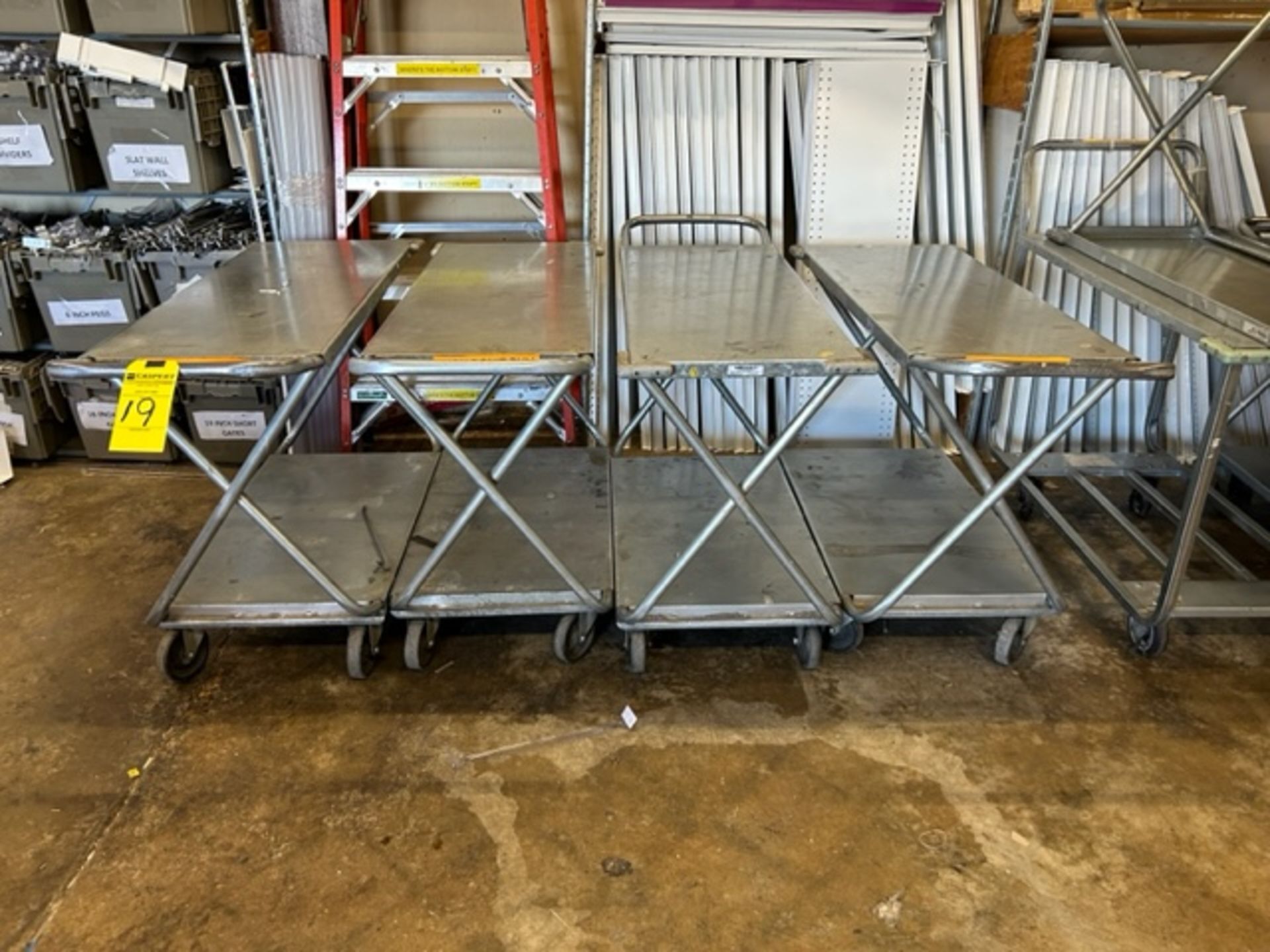 (4) Stainless Steel 2-Tier Rolling Carts 40" x 17"