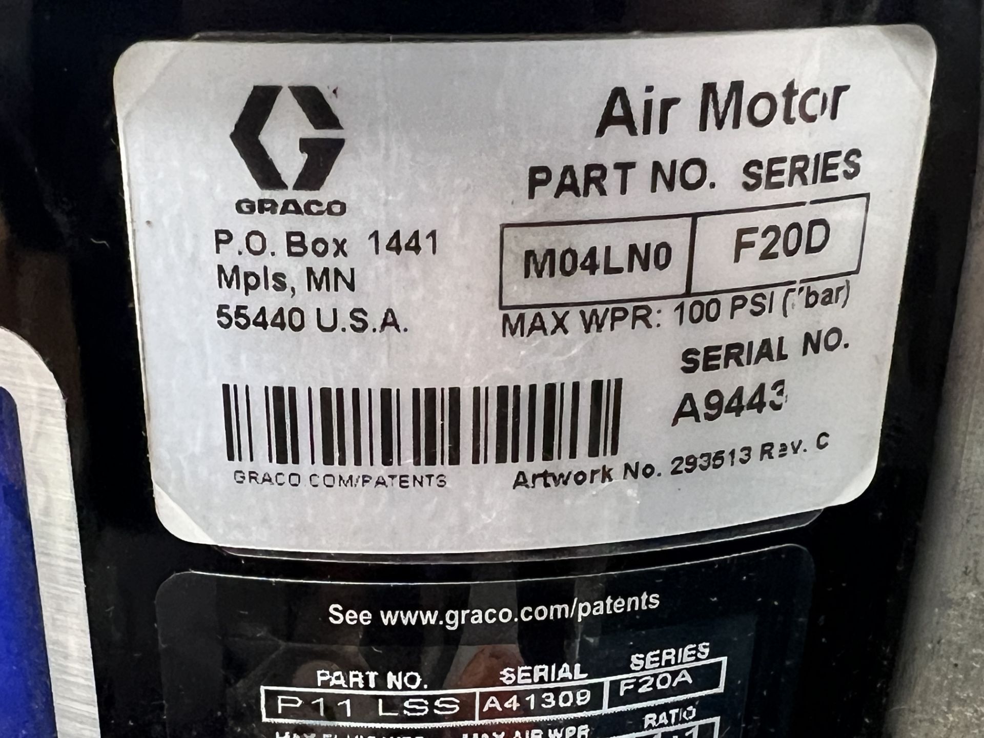 GRACO PIILSS CHECK-MATE CII AIR POWERED GREASE PUMP SERIAL # A12969 - Image 2 of 4