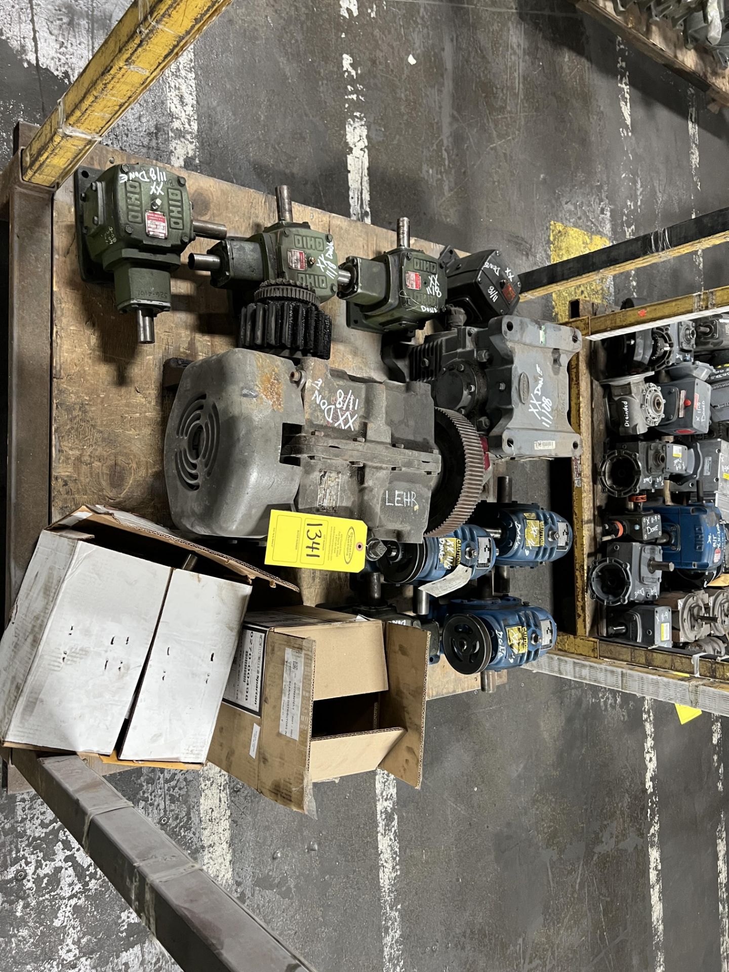 PALLET WITH (12) VARIOUS OHIO; TEXTRON; DELROYD; HUB CITY GEAR REDUCERS AND CONE DRIVES