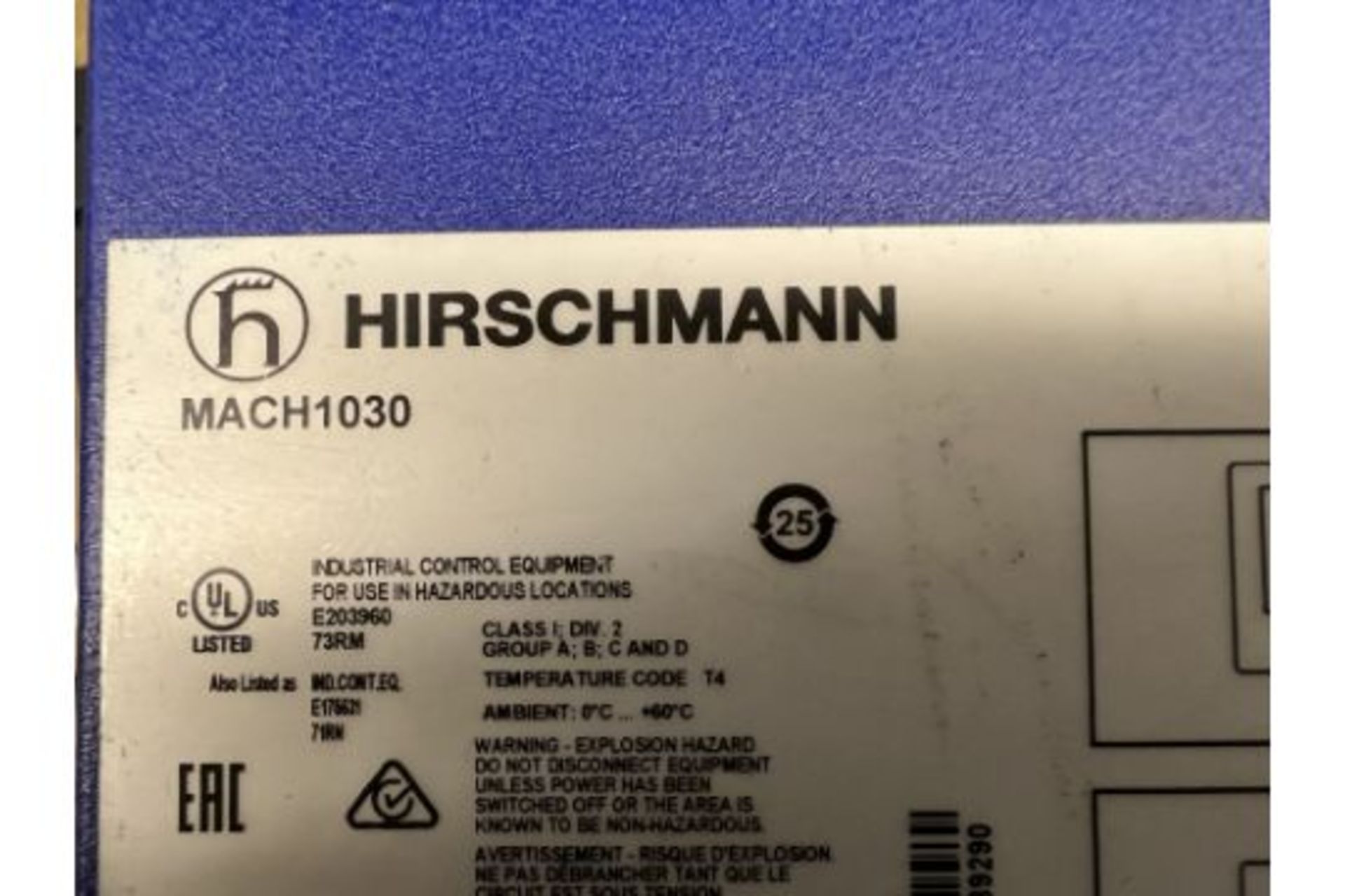 (6) HIRSCHMANN INDUSTRIAL SWITCH MODEL # MACH1030 - Image 2 of 2