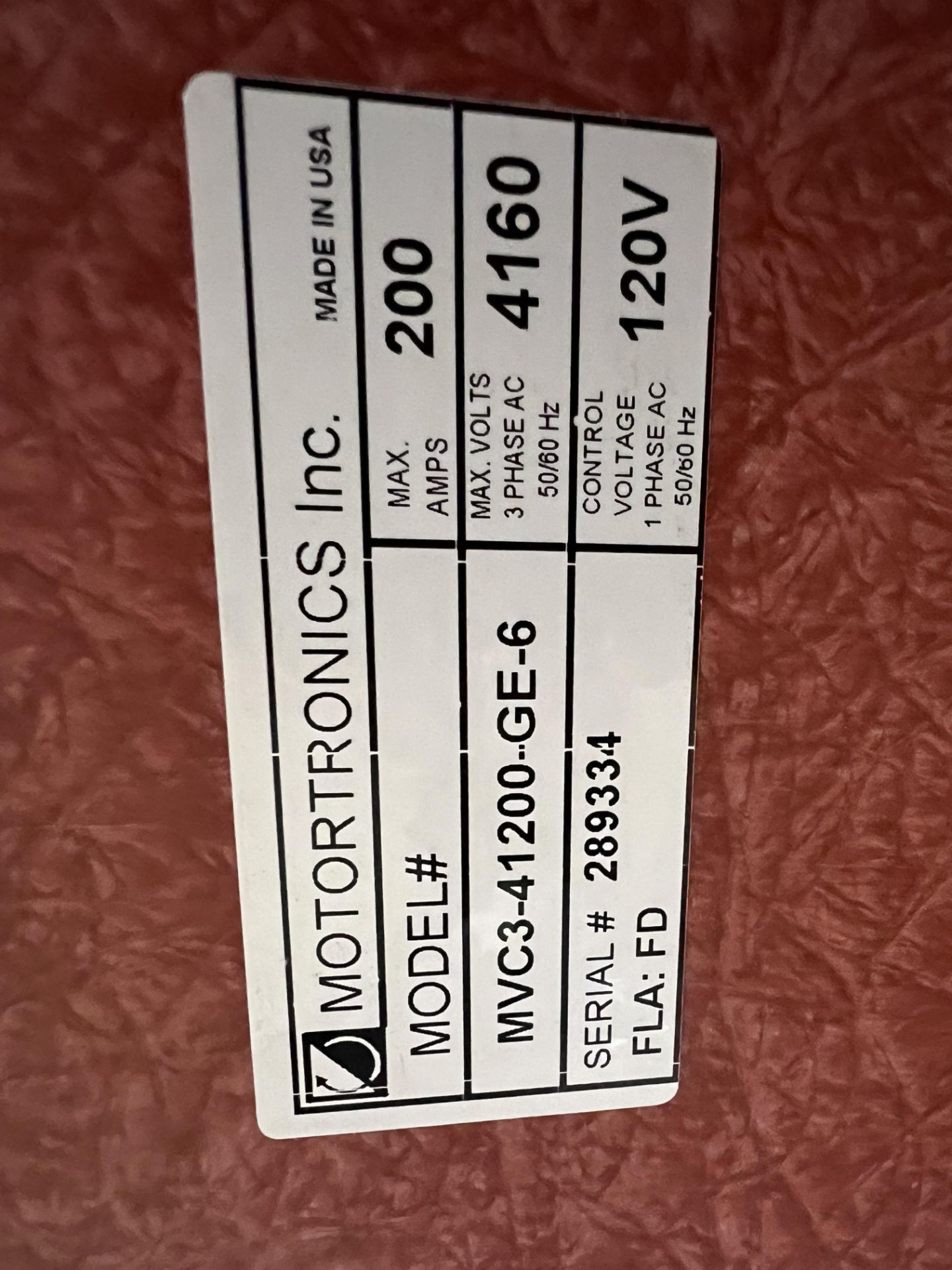 MOTORTRONICS SOFT-START MOTOR CONTROLLER WITH PARTS MODEL # MVC3-41200-GE-6; 200 AMPS; 120 V - Image 3 of 3