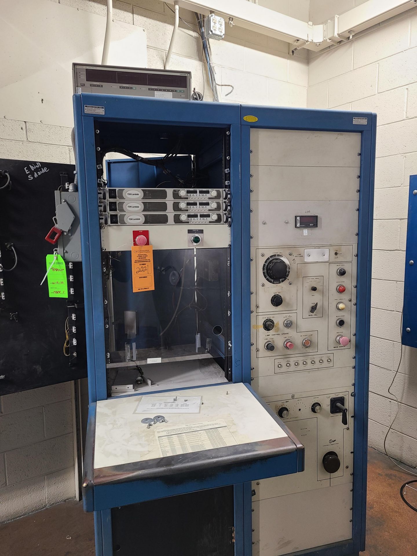 PHOTOMETRY CONTROL CABINET WITH (3) TDK LAMBDA POWER SUPPLY; (1) YOKOGAWA 2533EC DIGITAL POWER