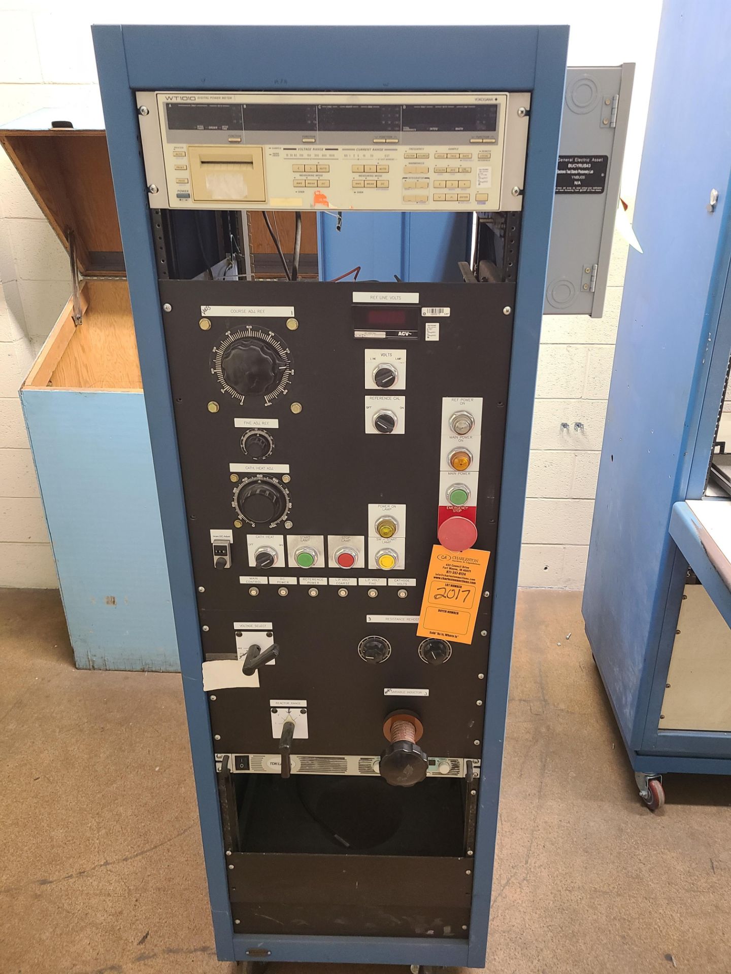 PHOTOMETRY CONTROL CABINET WITH (1) YOKOGAWA WT1010 DIGITAL POWER METER; (1) TDK LAMBDA POWER