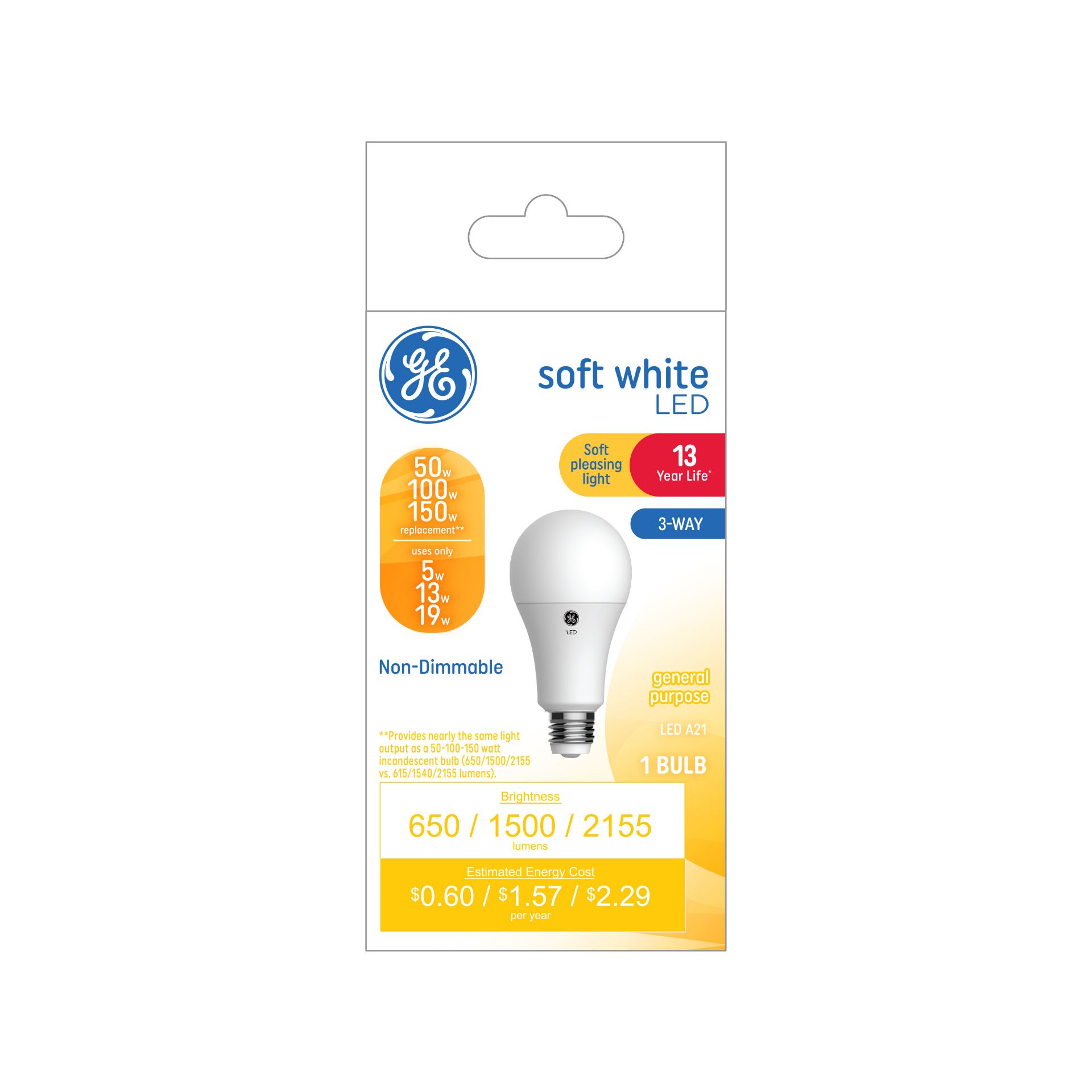 1 PALLET (171 LAMPS) - GE Soft White 50-150-150W Replacement LED 3Way Indoor A21 Light Bulb (1-Pack) - Image 2 of 6