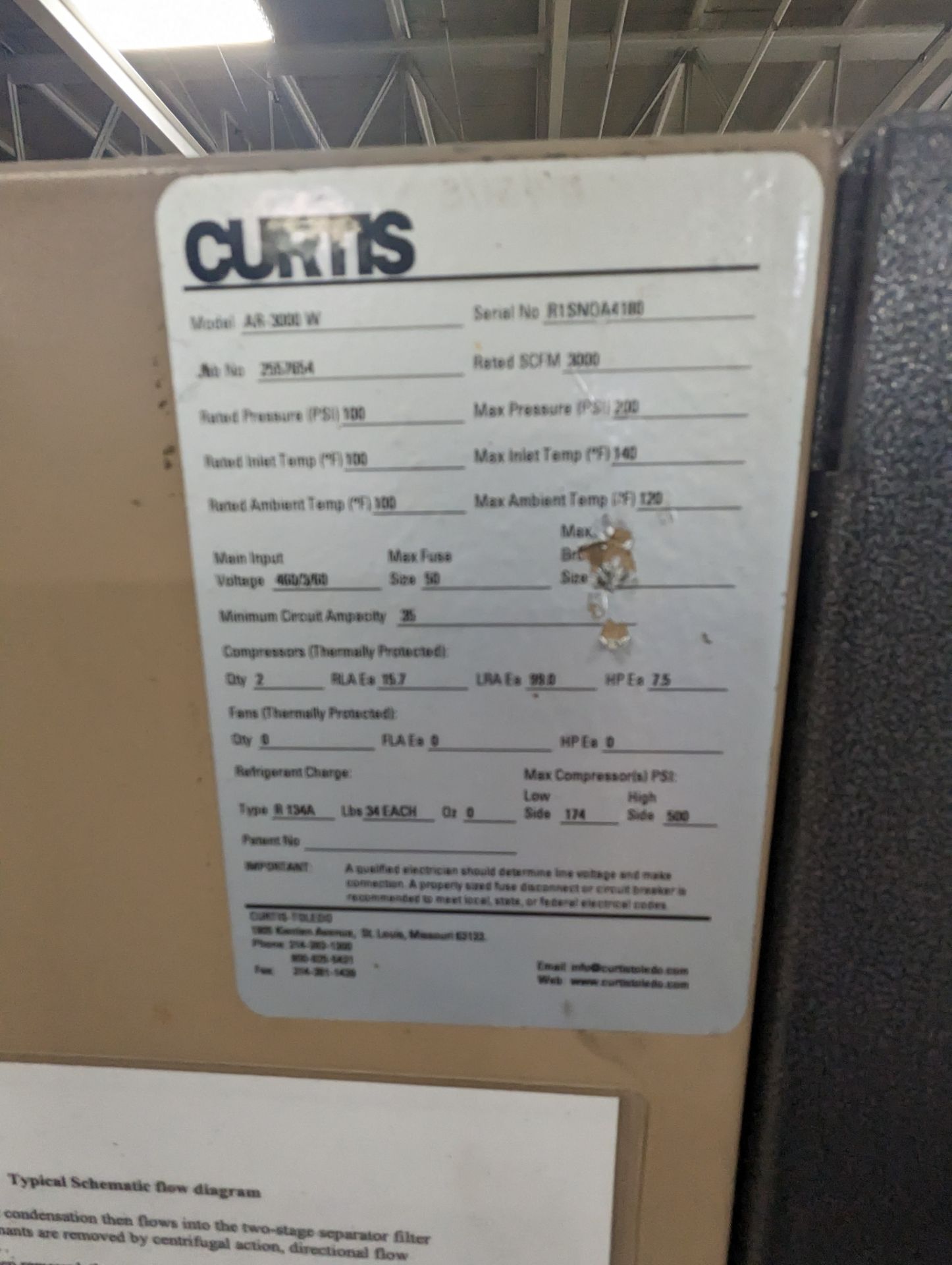 CURTIS AIR DRYER MODEL # AR-3000W SERIAL # RISNOA4180 - Image 2 of 2