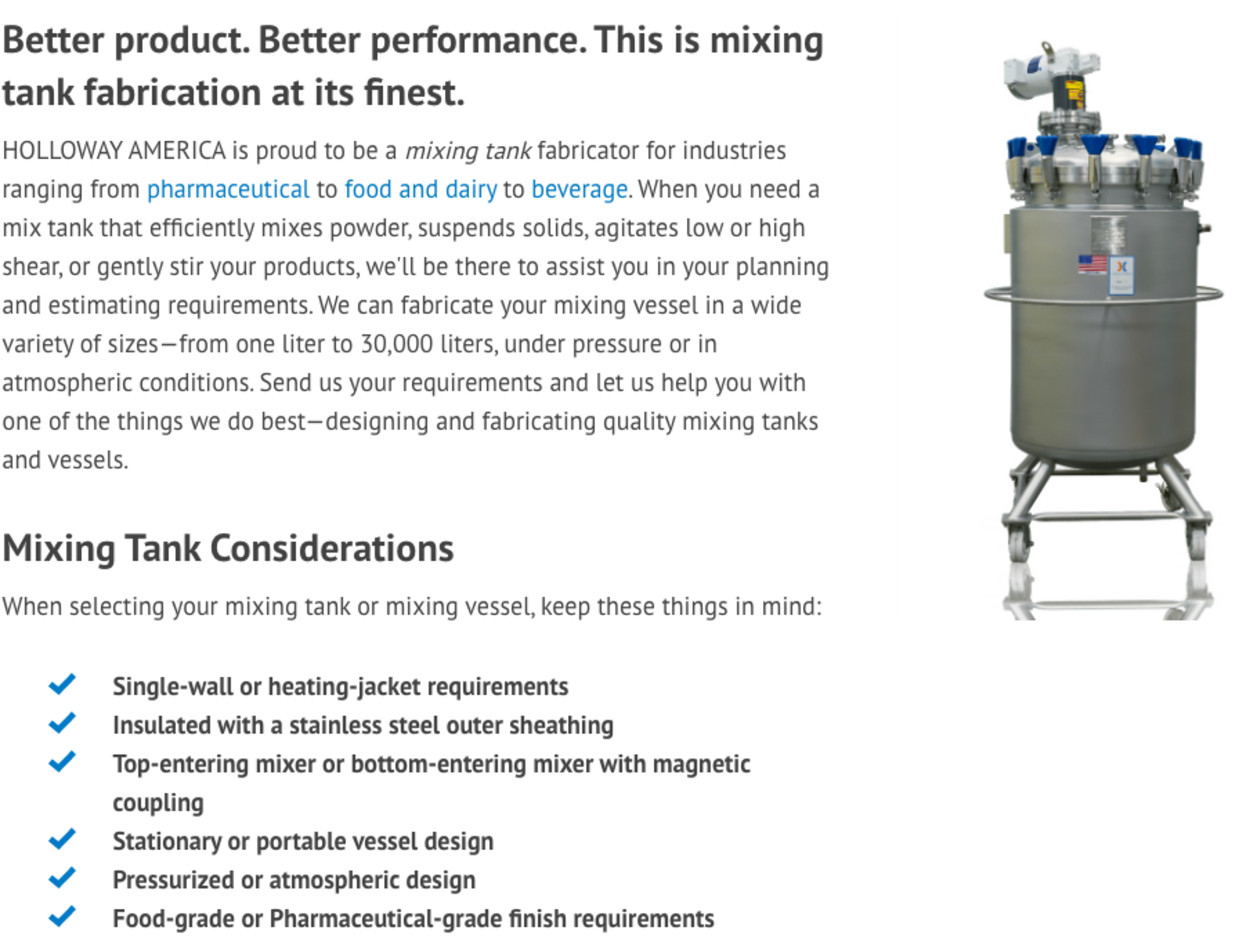 Holloway America Precision 450 L Stainless Steel Mixing Tank on Casters - Image 10 of 10