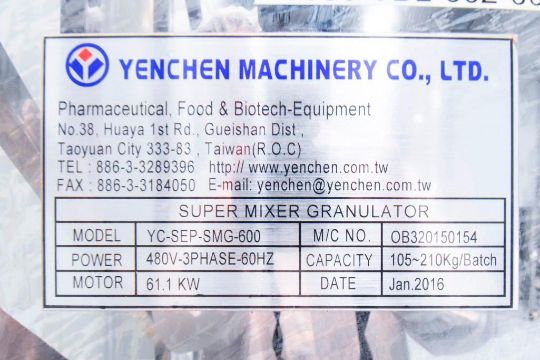 YenChen Super Mixer Granulator MDL YC- SEP- SMG – 600 - Image 22 of 22