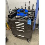 KENNEDY ROLLING TOOL CHEST WITH (17) CAT 40 TOOLHOLDERS WITH LYNDEX HIGH SPEED TOOLHOLDER, WITH