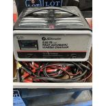 SCHUMACHER 2/12/75 AMP FULLY AUTOMATIC BATTERY CHARGER FOR 12 VOLT BATTERIES, (1) SET JUMPER CABLES