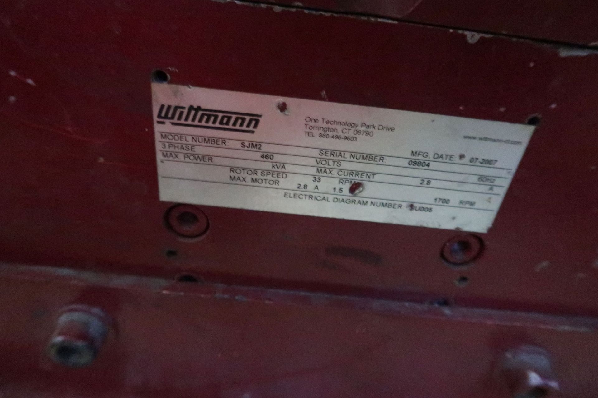 WITTMANN MODEL SJM2 GRANULATOR; S/N N/A, 1.5 HP **Loading Fee Due the "ERRA" CARY SPECIALIZED - Image 3 of 3