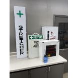 MEDICAL ITEMS; STRETCHER, DEFIBULATOR, FIRST AID KIT, LOCKOUT - TAGOUT BOX