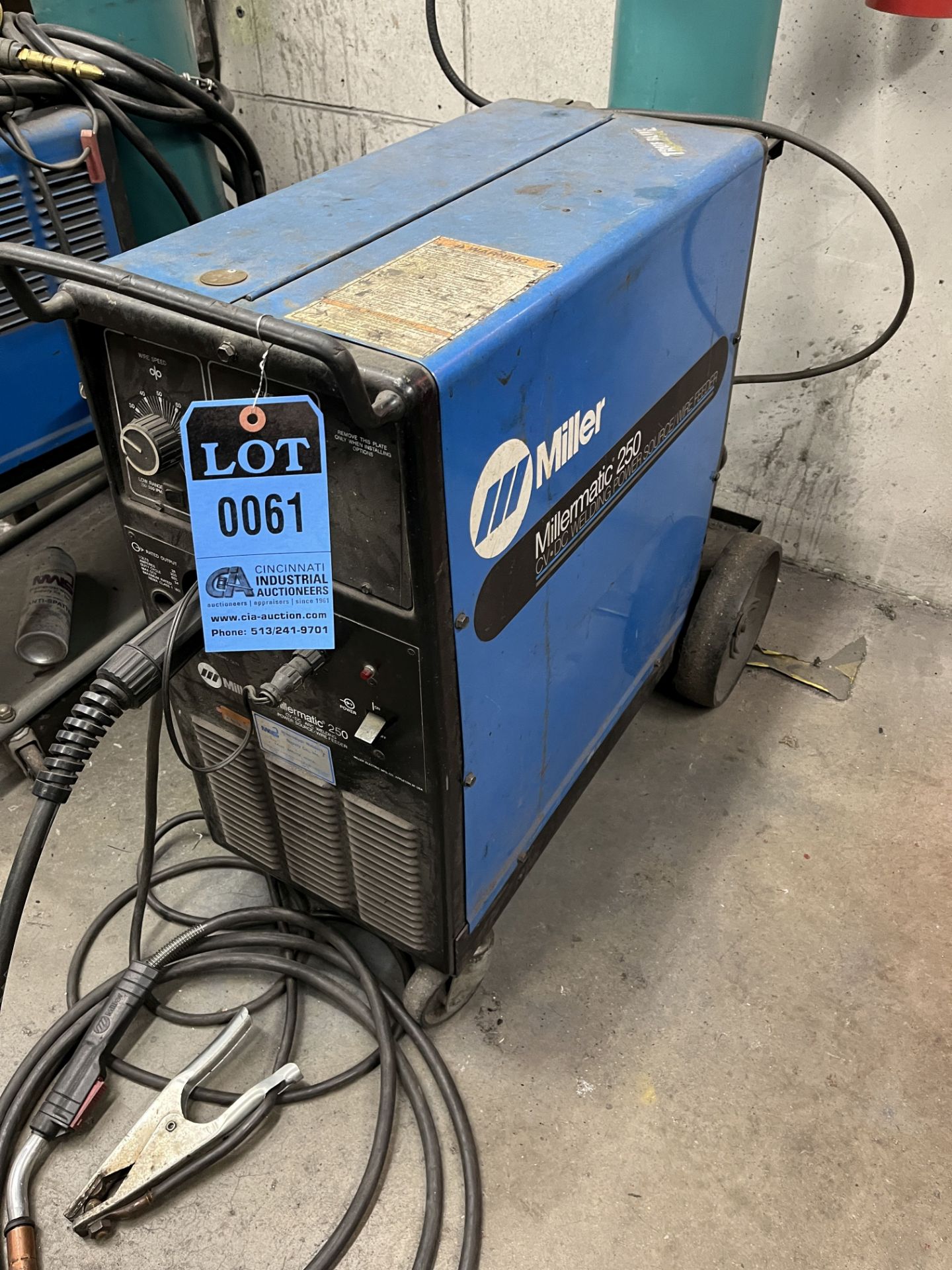 MILLER MODEL MILLERMATIC 250 CV/DC ARC WELDER; S/N KG068432, WITH INTERNAL WIRE FEED, CABLE WITH - Image 2 of 12