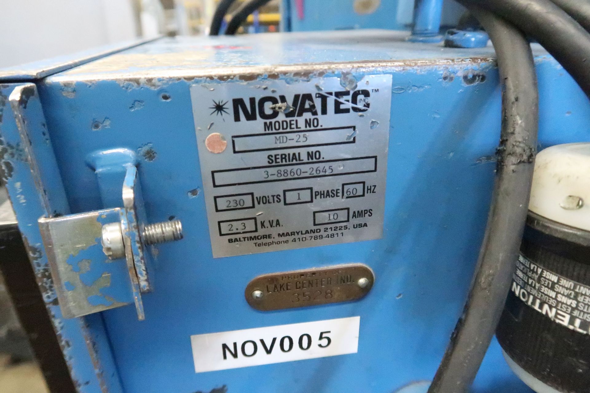 NOVATEC MODEL MD-25 DRYER; S/N N/A, WITH HOPPER AND LOADER **Loading Fee Due the "ERRA" CARY - Image 4 of 4