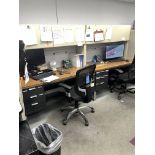(LOT) (3) DESKS, (3) CHAIRS, WALL PETITIONS