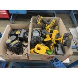 ASSORTED DEWALT CORDLESS DRILLS WITH BATTERY CHARGERS