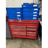 US GENERAL ROLLING TOOL CHEST WITH (2) CABINETS WITH CAP SCREW INVENTORY AND CONTENTS