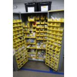 2-DOOR STEEL CABINETS WITH MRO INVENTORY INCLUDING VALVES, ELECTRONICS, FITTING AND HARDWARE