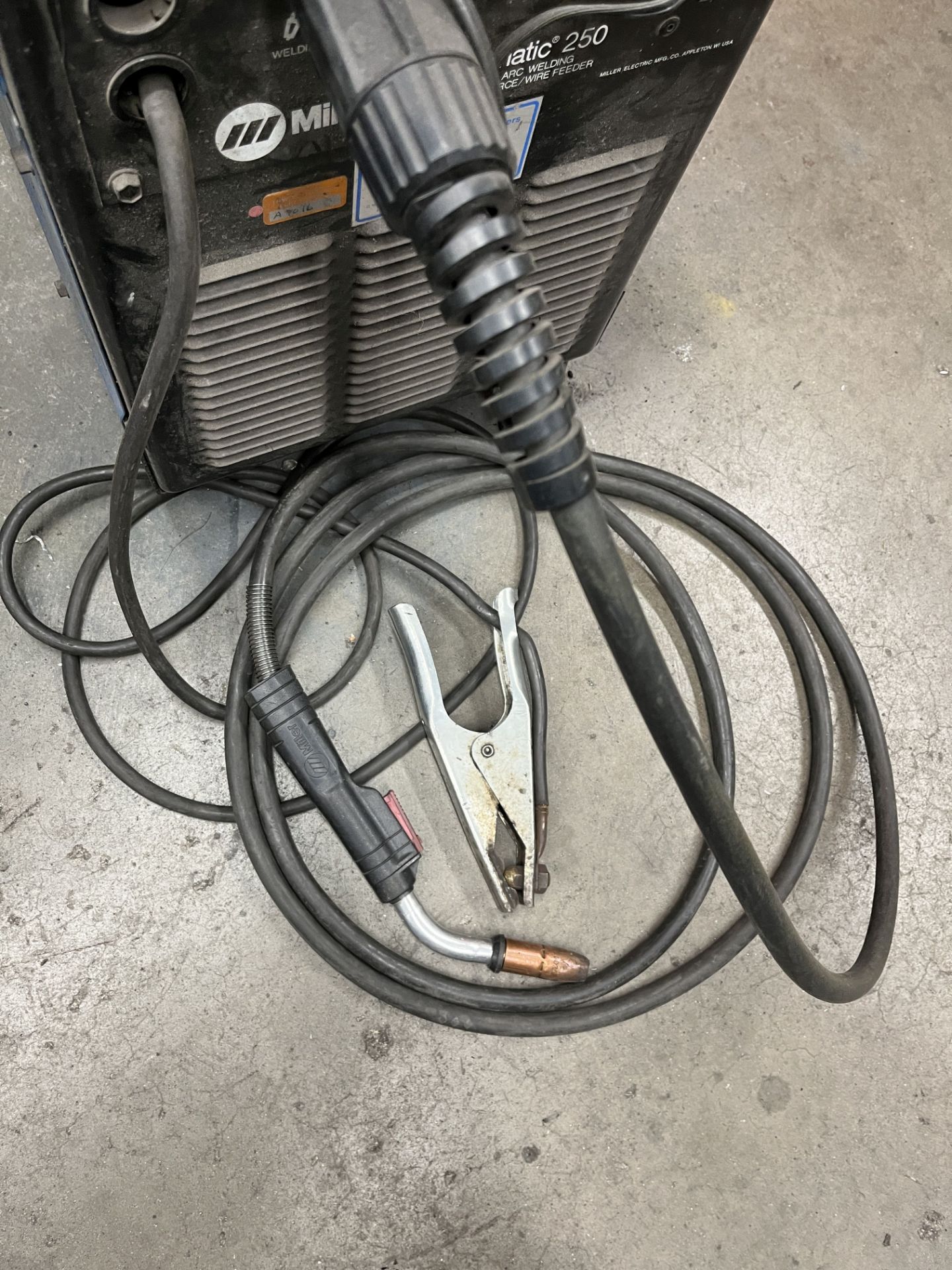 MILLER MODEL MILLERMATIC 250 CV/DC ARC WELDER; S/N KG068432, WITH INTERNAL WIRE FEED, CABLE WITH - Image 4 of 12