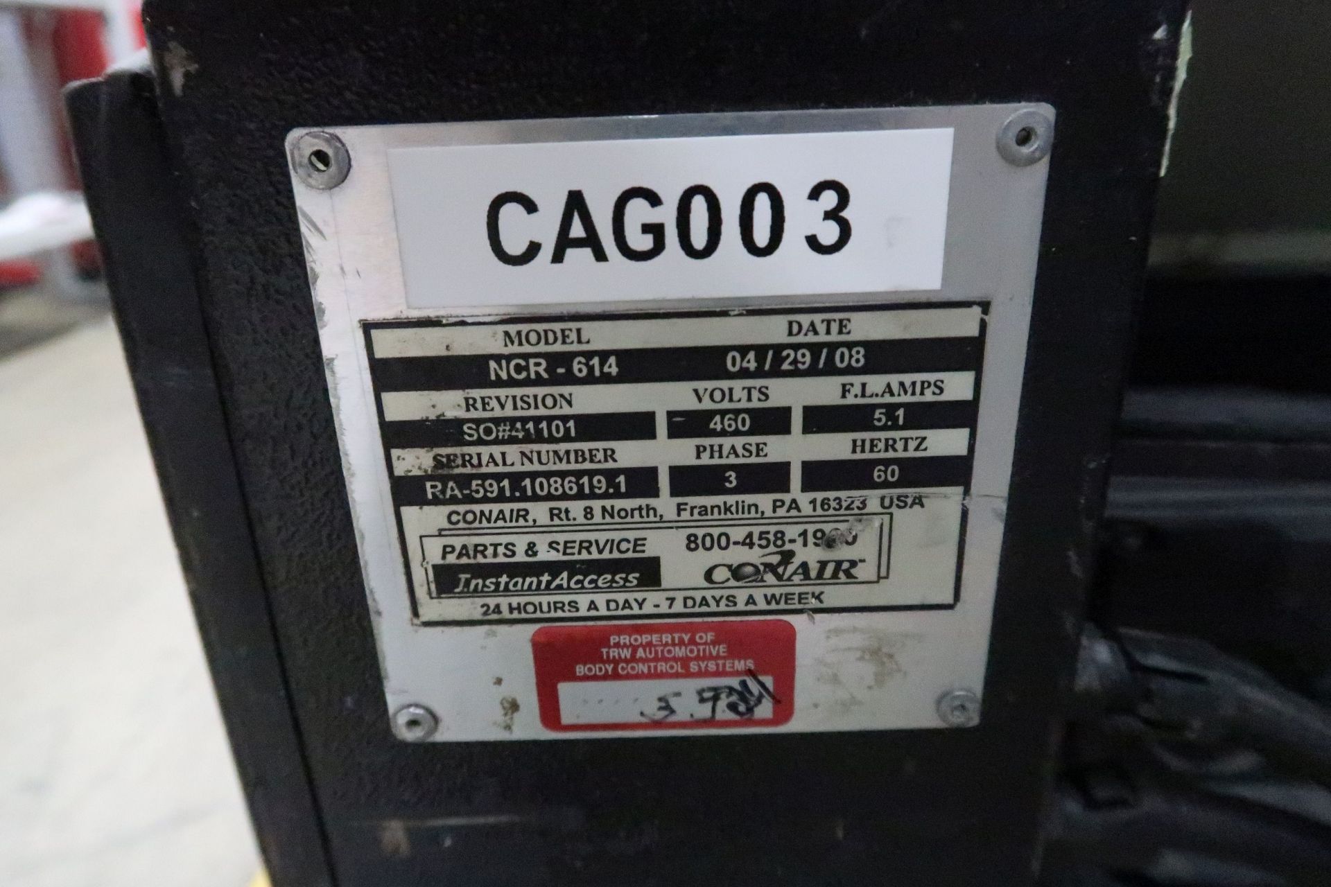 CONAIR MODEL NCR614 GRANULATOR; S/N RA-591.108619.1, 2.2 KW (2008) **Loading Fee Due the "ERRA" CARY - Image 3 of 3