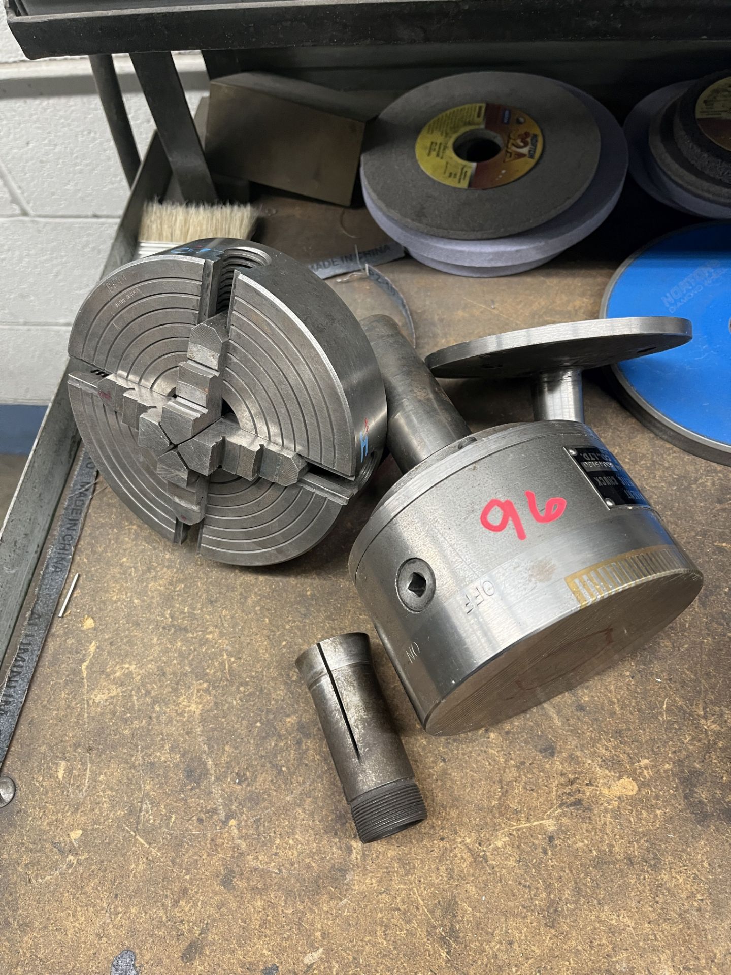 SHOP CABINET WITH 5C COLLET SET, 5" FUJI MAGNETIC CHUCK, 6" 4-JAW CHUCK, 4" 3-JAW CHUCK, R-8 - Image 4 of 25