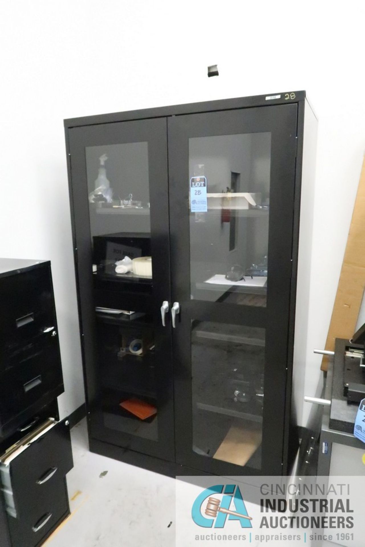 48" X 24" X 78" ULINE GLASS AND STEEL 2-DOOR CABINET