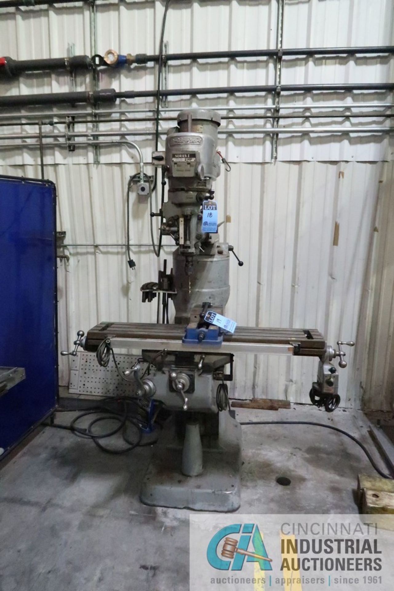 2 HP BRIDGEPORT VERTICAL MILL; S/N 23672, 48" X 9" POWER TABLE, SPINDLE SPEED 60-4,2000 RPM - Image 2 of 7