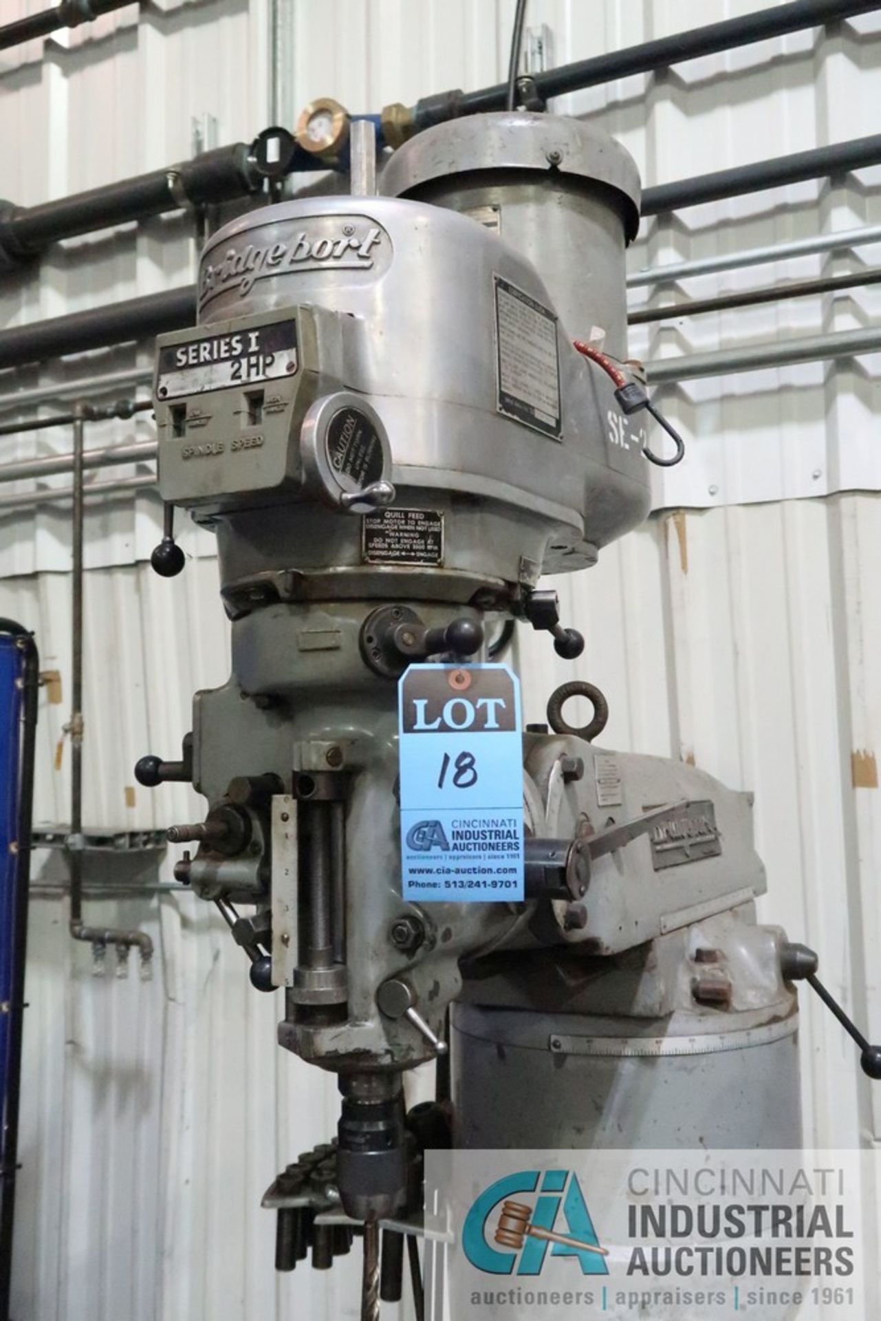 2 HP BRIDGEPORT VERTICAL MILL; S/N 23672, 48" X 9" POWER TABLE, SPINDLE SPEED 60-4,2000 RPM - Image 3 of 7