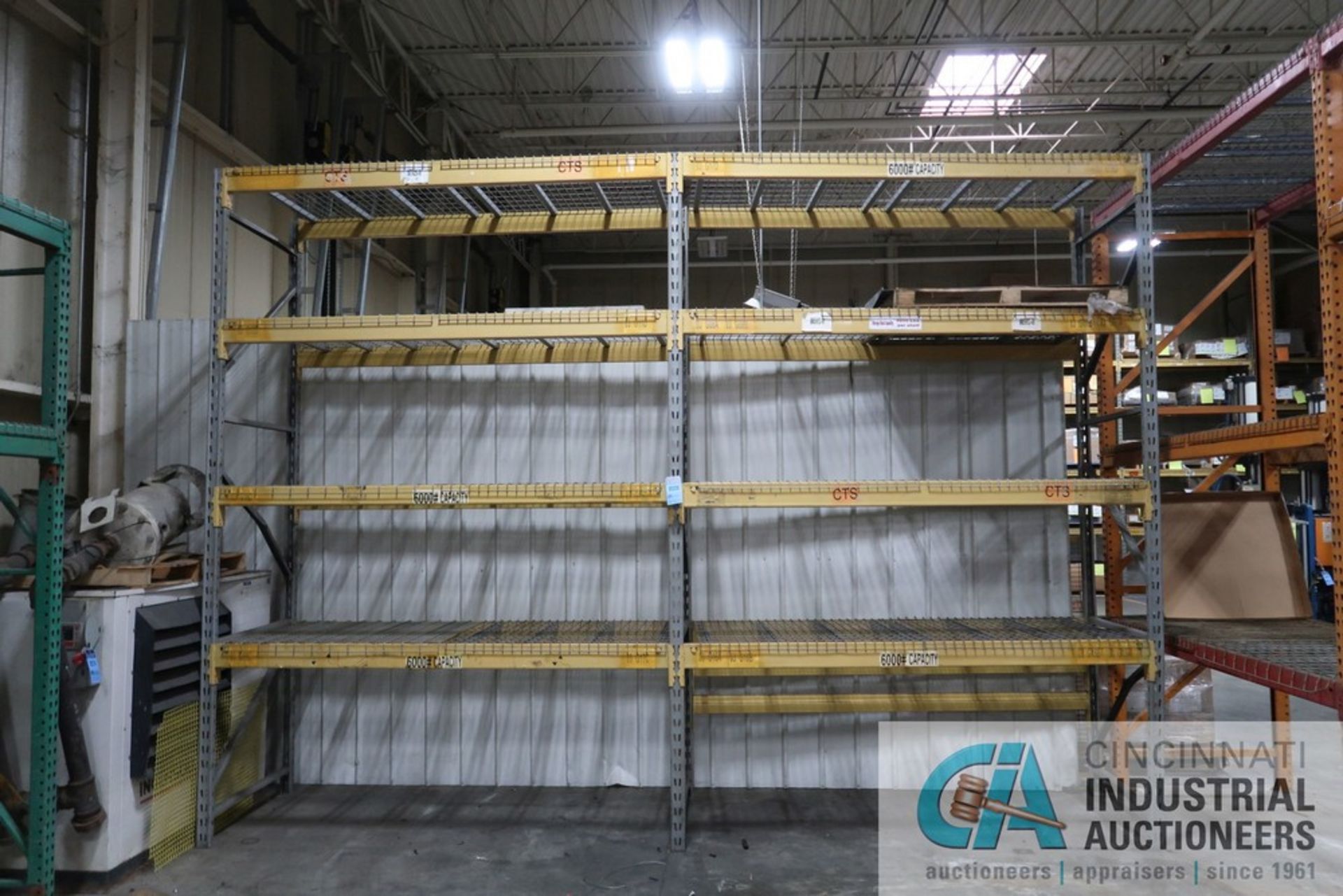 SECTIONS 96" LONG X 42" WIDE X 144" HIGH ADJUSTABLE BEAM PALLET RACK, (3) 144" X 42" UPRIGHTS, (