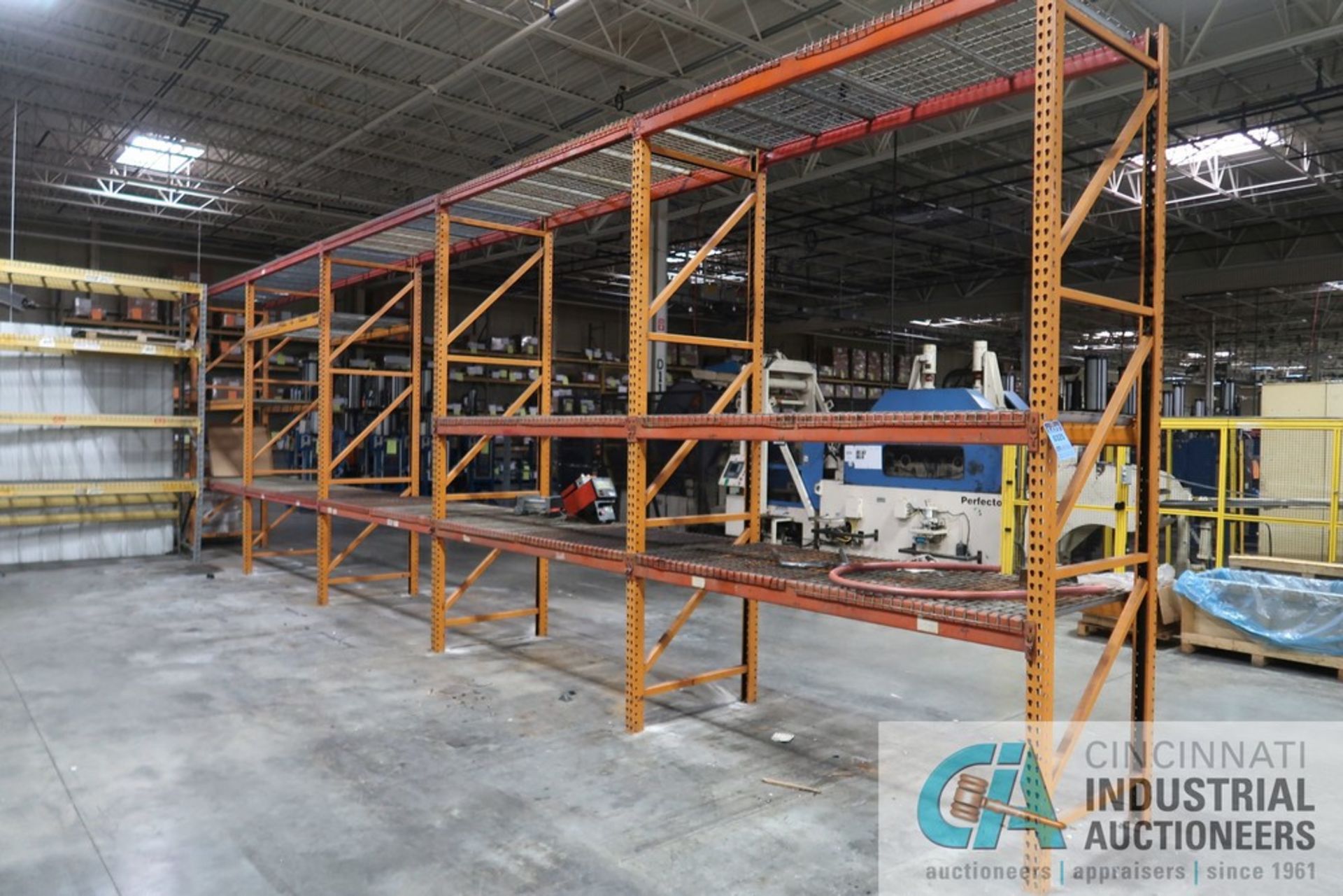 SECTIONS 96" LONG X 42" X 144" HIGH ADJUSTABLE BEAM PALLET RACK, (6) 144" X 42" UPRIGHTS, (28) 96"