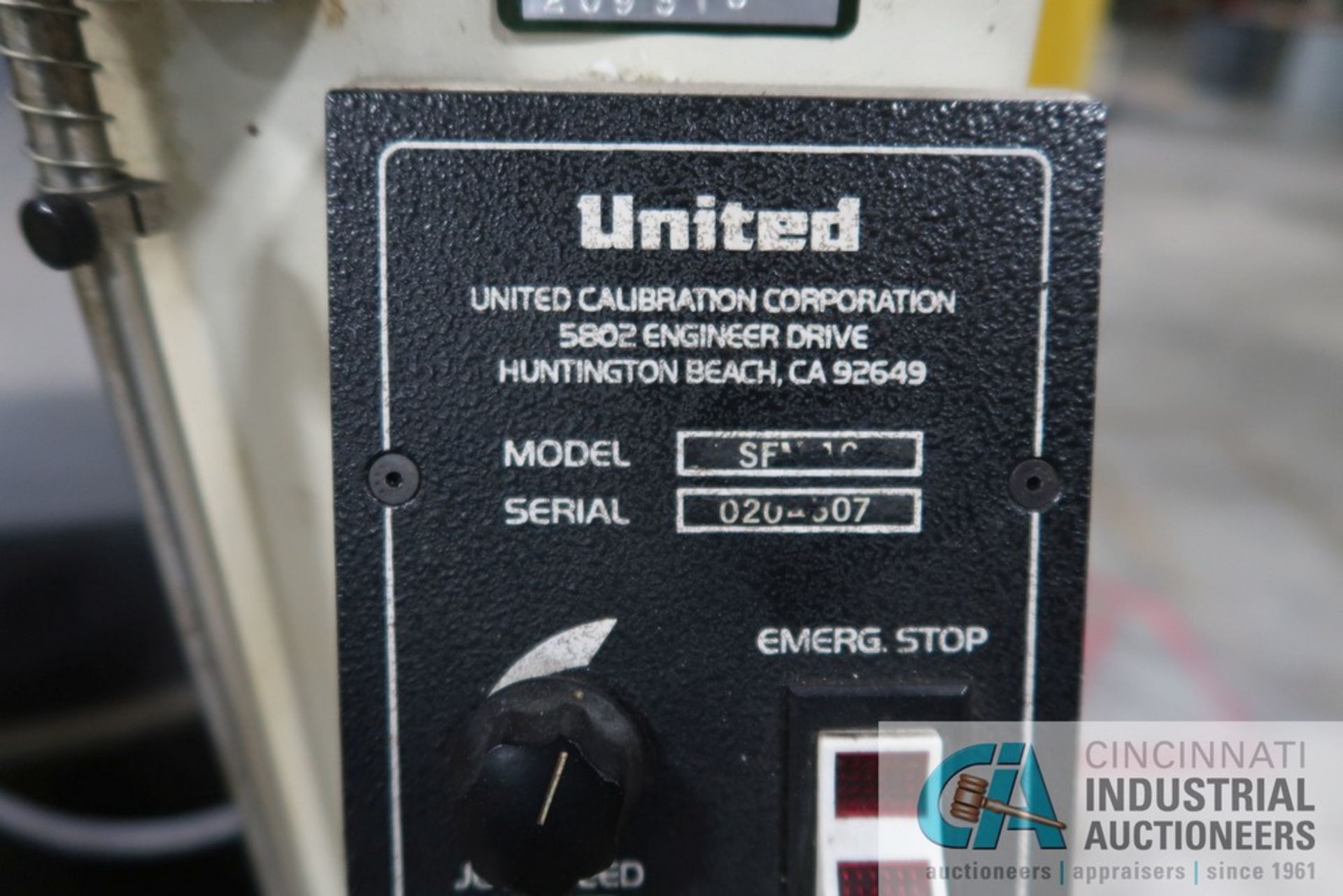 UNITED MODEL SFN19 TENSILE TESTER; S/N 0204307 - Image 6 of 6