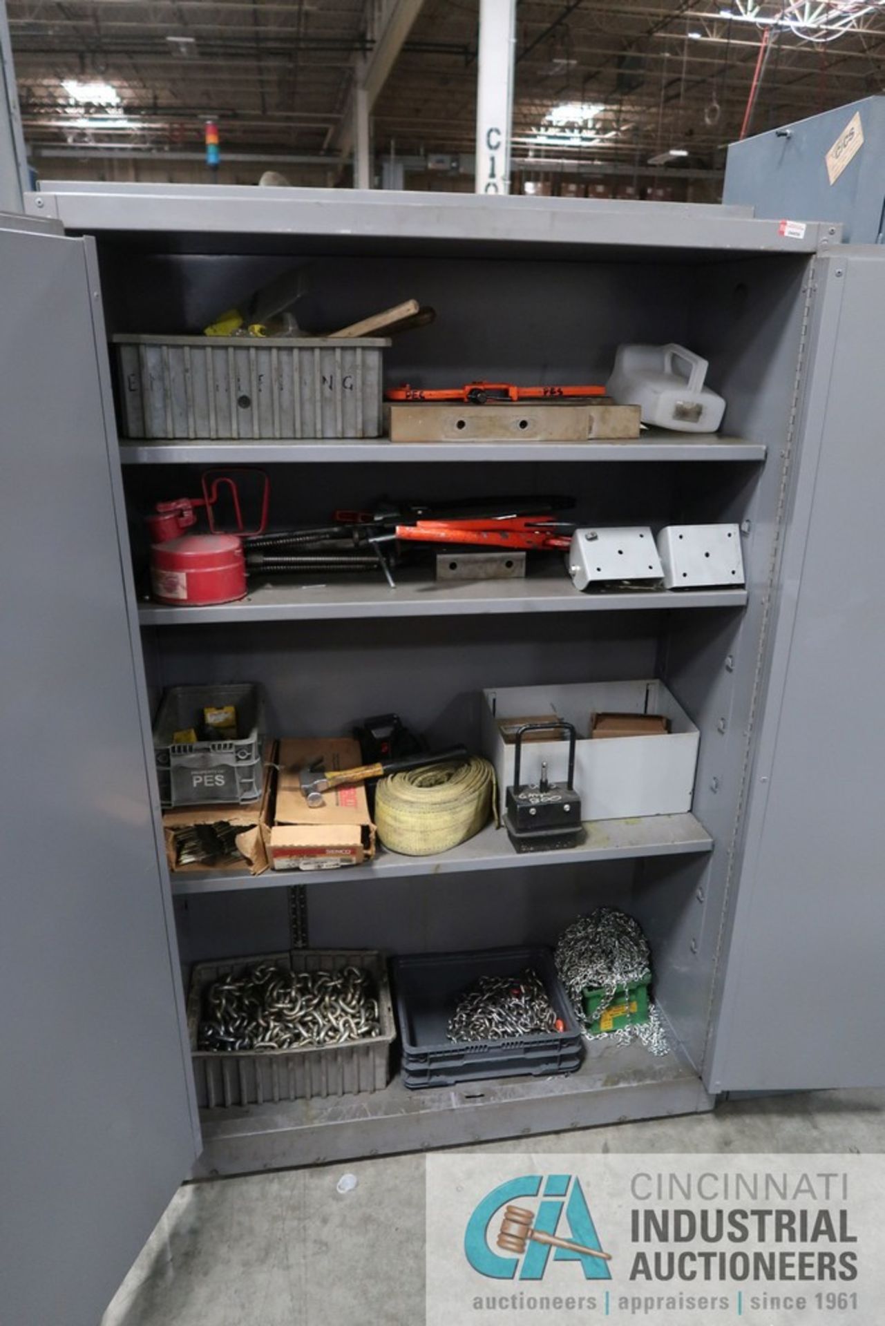 2-DOOR STORAGE CABINET AND CONTENTS WITH MISCELLANEOUS SHOP SUPPORT SUPPLIES - Image 2 of 4
