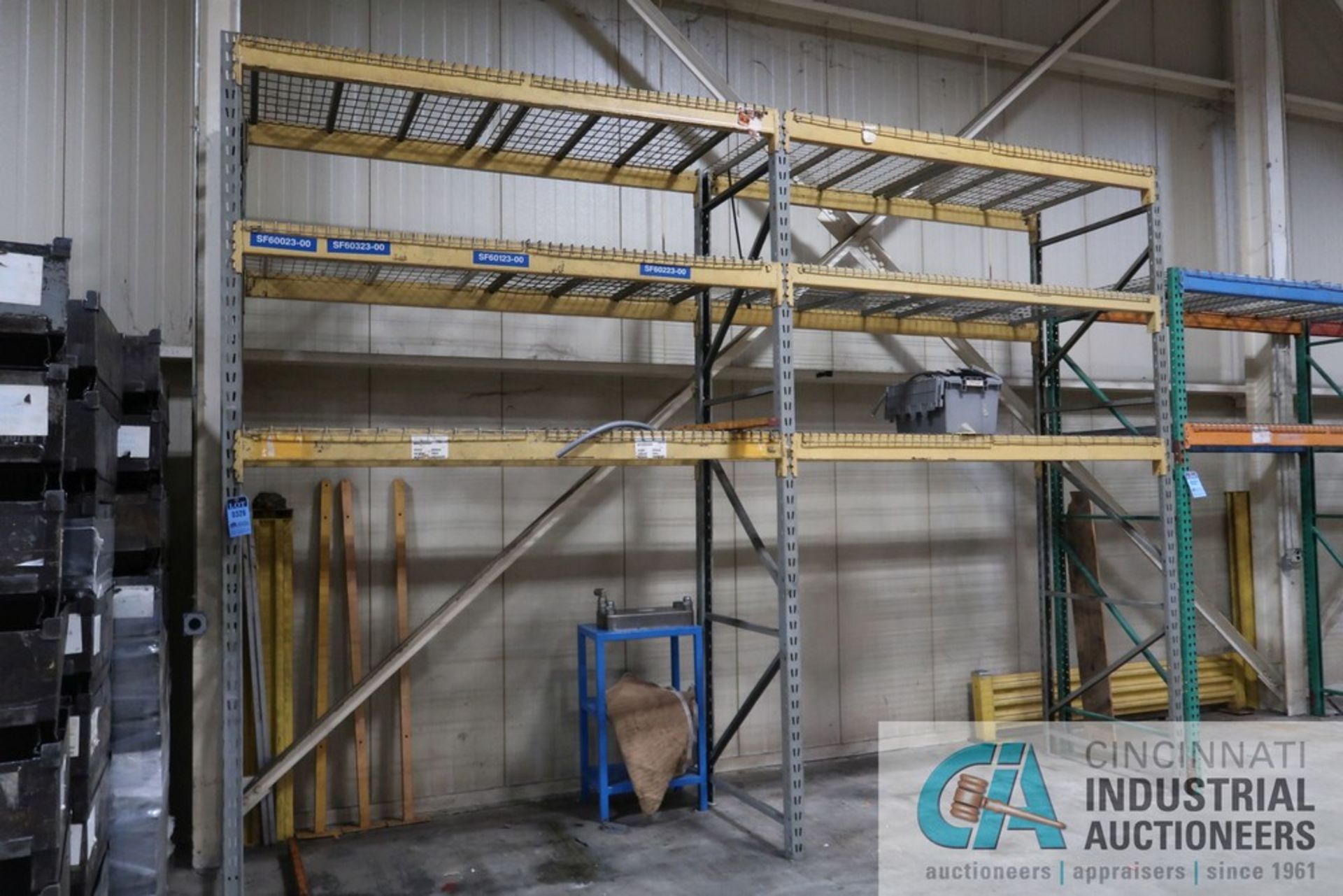 SECTIONS 96" LONG X 42" X 144" HIGH ADJUSTABLE BEAM PALLET RACK, (3) 144" X 42" UPRIGHTS, (12) 96"