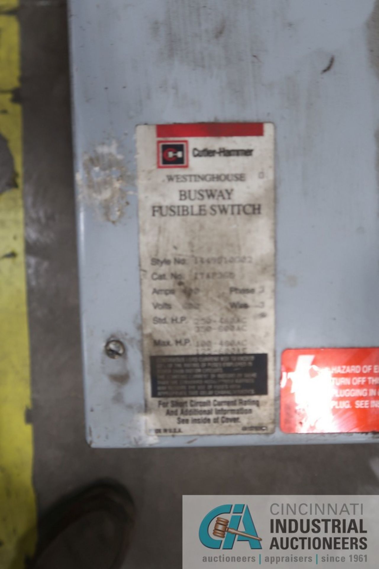 WESTINGHOUSE MODEL 1449D10G02 BUSWAY FUSIBLE SWITCH - Image 2 of 2