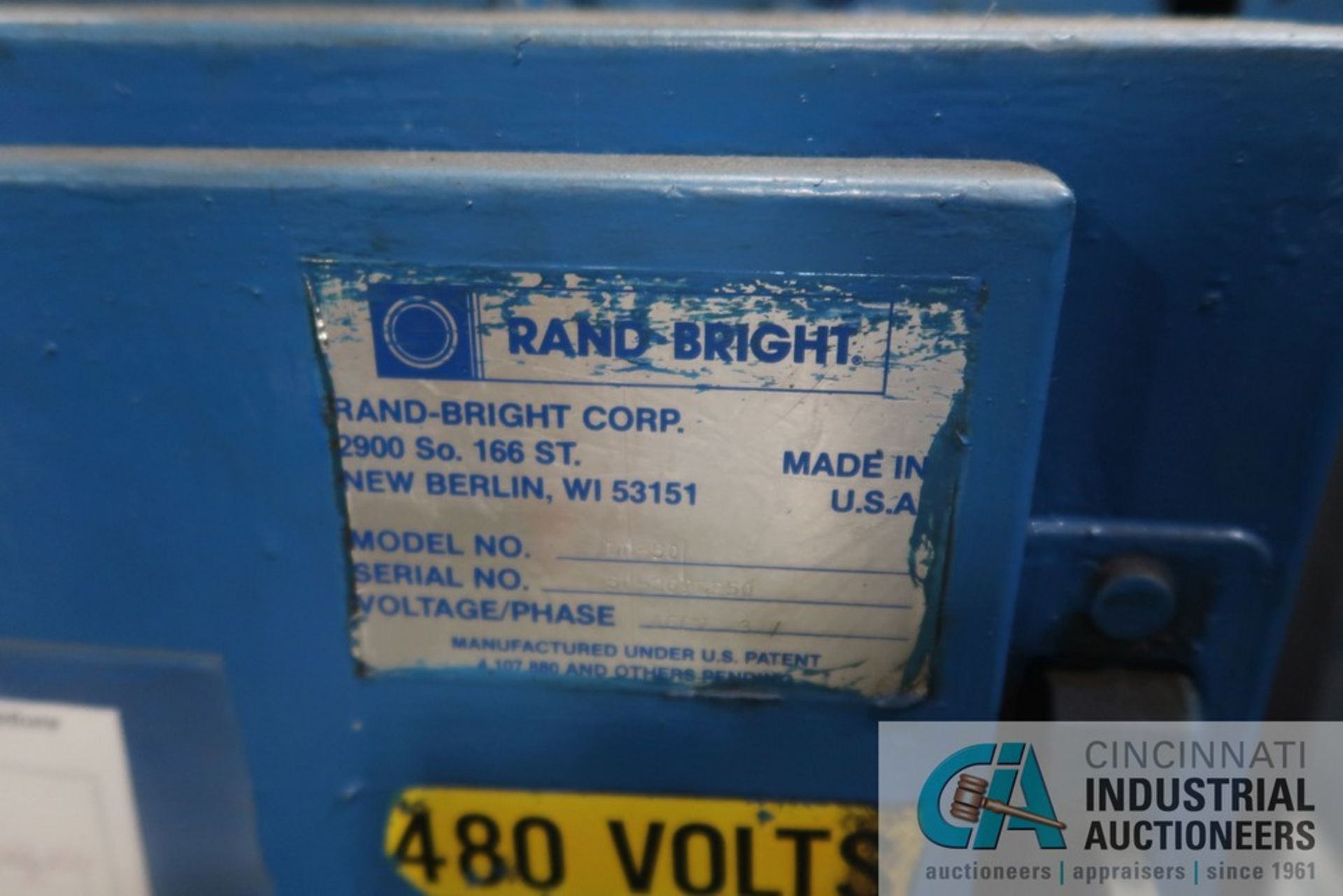 RAND-BRIGHT MODEL HD-50 CENTERLESS POLISHING MACHINE; S/N 50-269LD50, 3-PHASE, 460 VOLT - Image 7 of 7