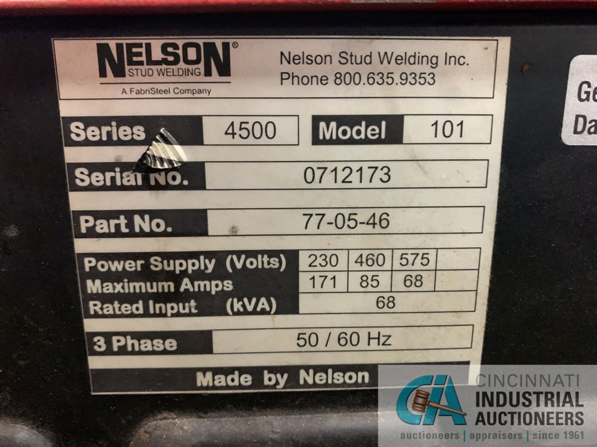 NELSON SERIES 4500 / MODEL 101 STUD WELDER - Image 6 of 6