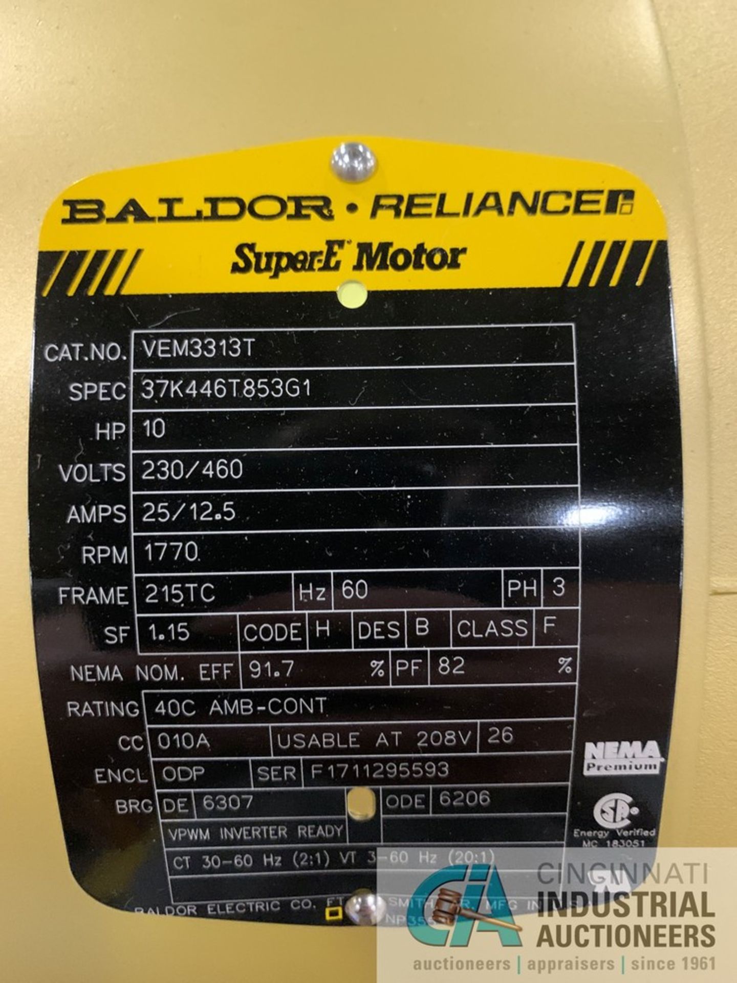 10 HP BALDOR ELECTRIC MOTOR (NEW) - Image 3 of 3