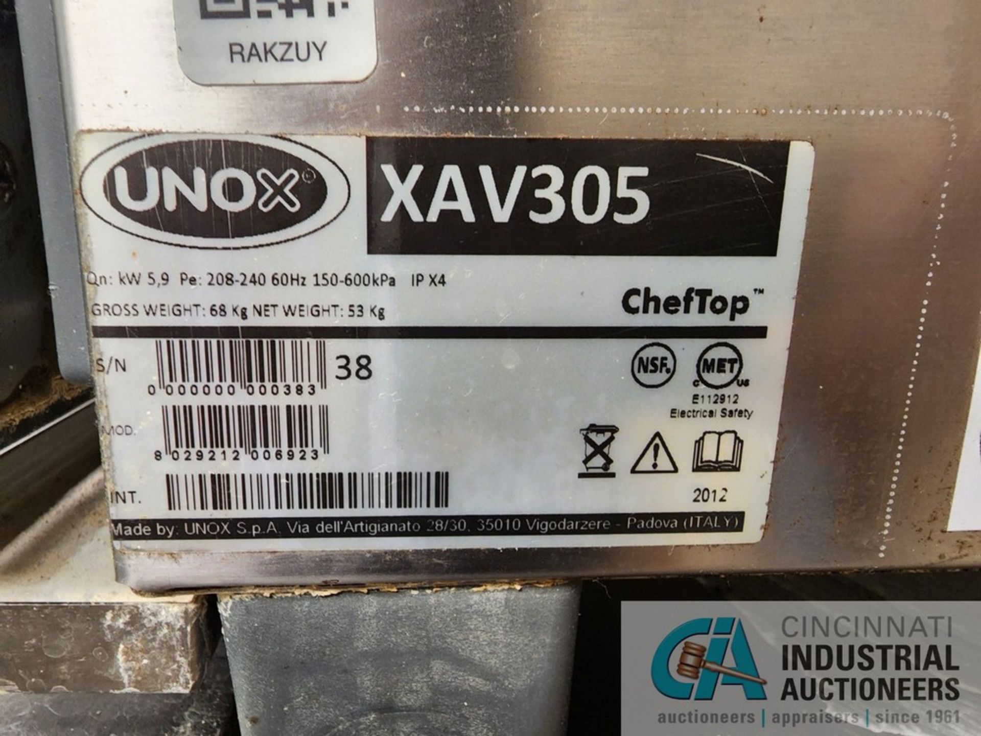 UNOX MODEL XA305 COUNTERTOP CHEF / TOP OVEN; S/N 383 - Image 3 of 3