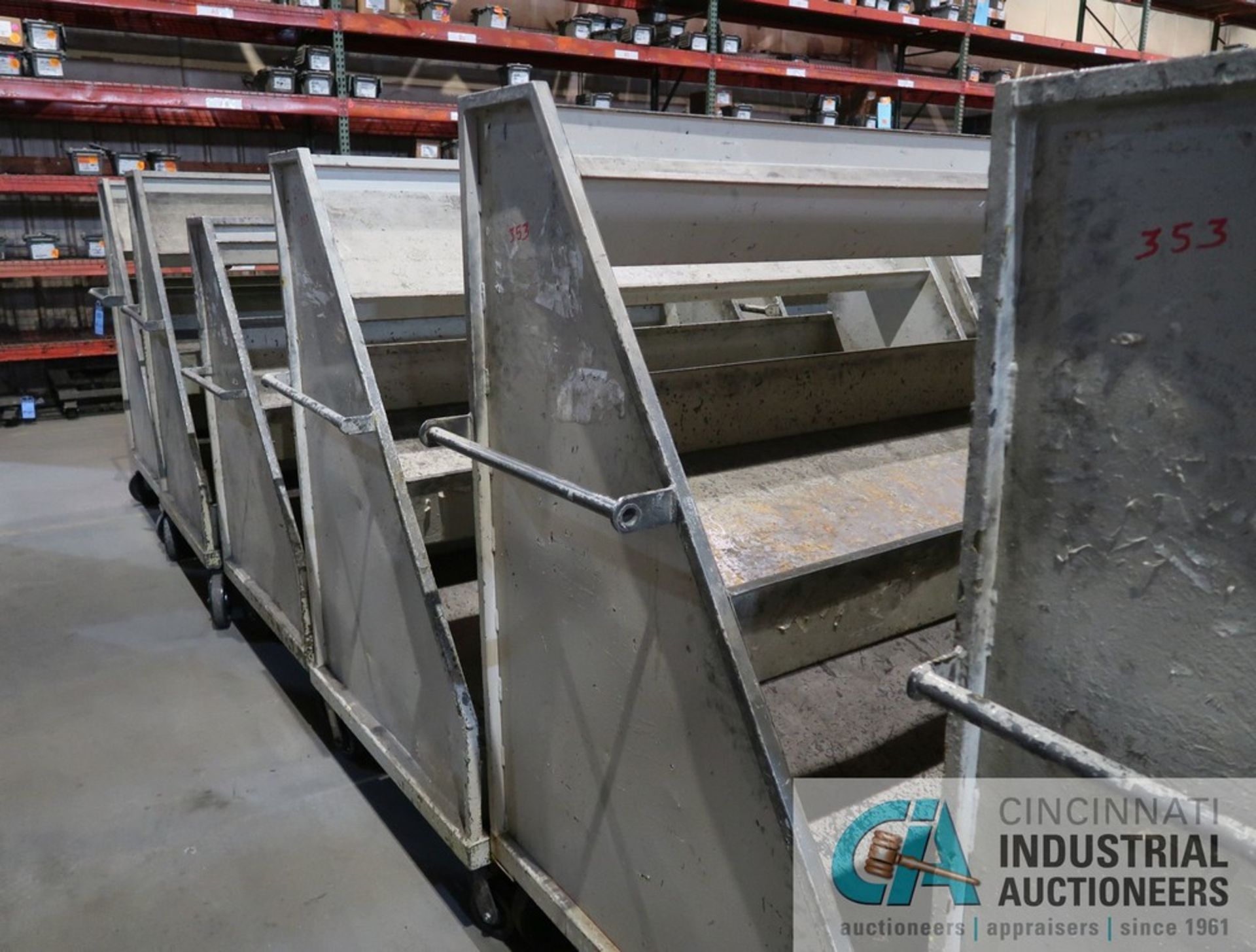 80" WIDE X 67" HIGH HEAVY DUTY STEEL MULTI-LEVEL SLANTED MATERIAL CARTS - Image 3 of 5