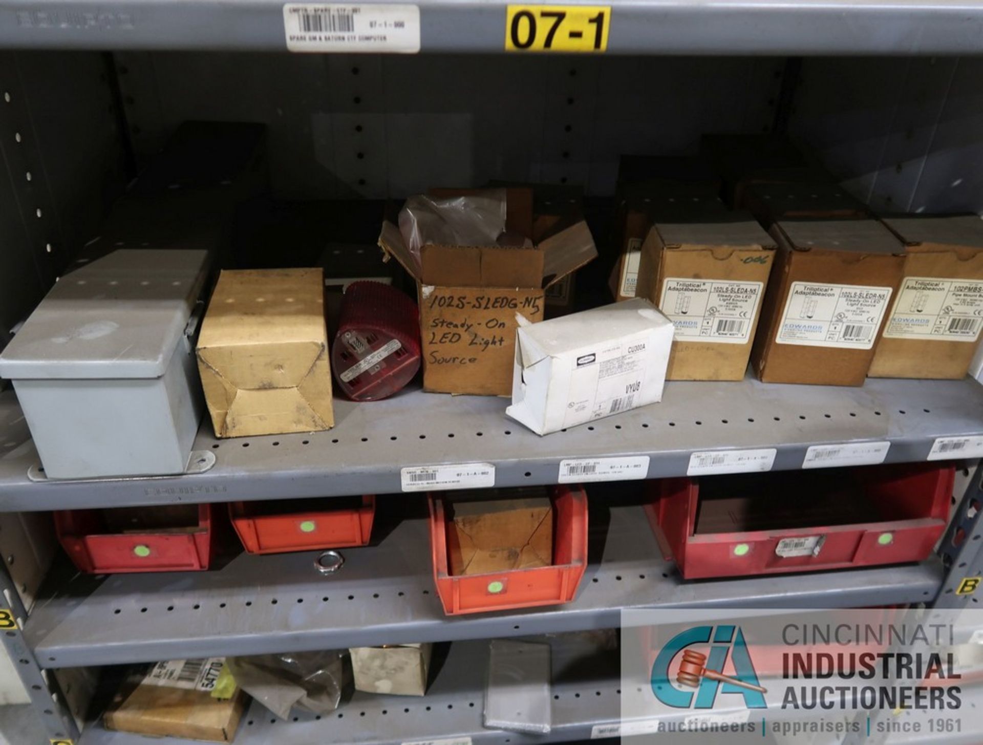 (LOT) CONTENTS ONLY (3) SECTIONS SHELVING; ELECTRICAL MAINTENANCE ITEMS, BULBS, SWITCHES AND OTHER - Image 2 of 7