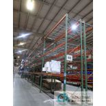 SECTIONS 42" X 144" X 16' PALLET RACK, (7) UPRIGHTS, (36) 5" FACE CROSSBEAMS, WIRE DECKING