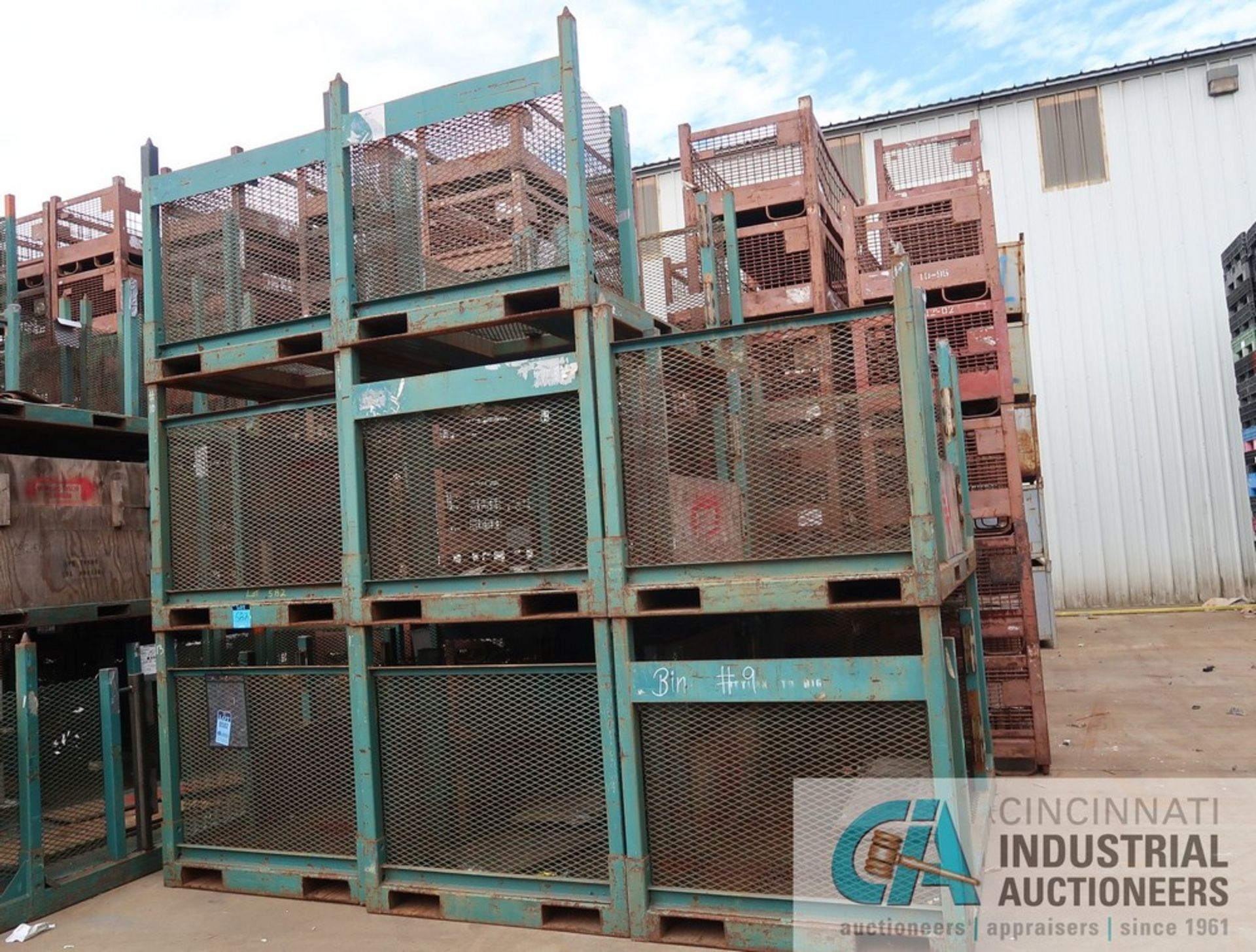48" FRONT TO BACK X 16" LEFT TO RIGHT X 36" DEEP STACKABLE STEEL CONTAINERS