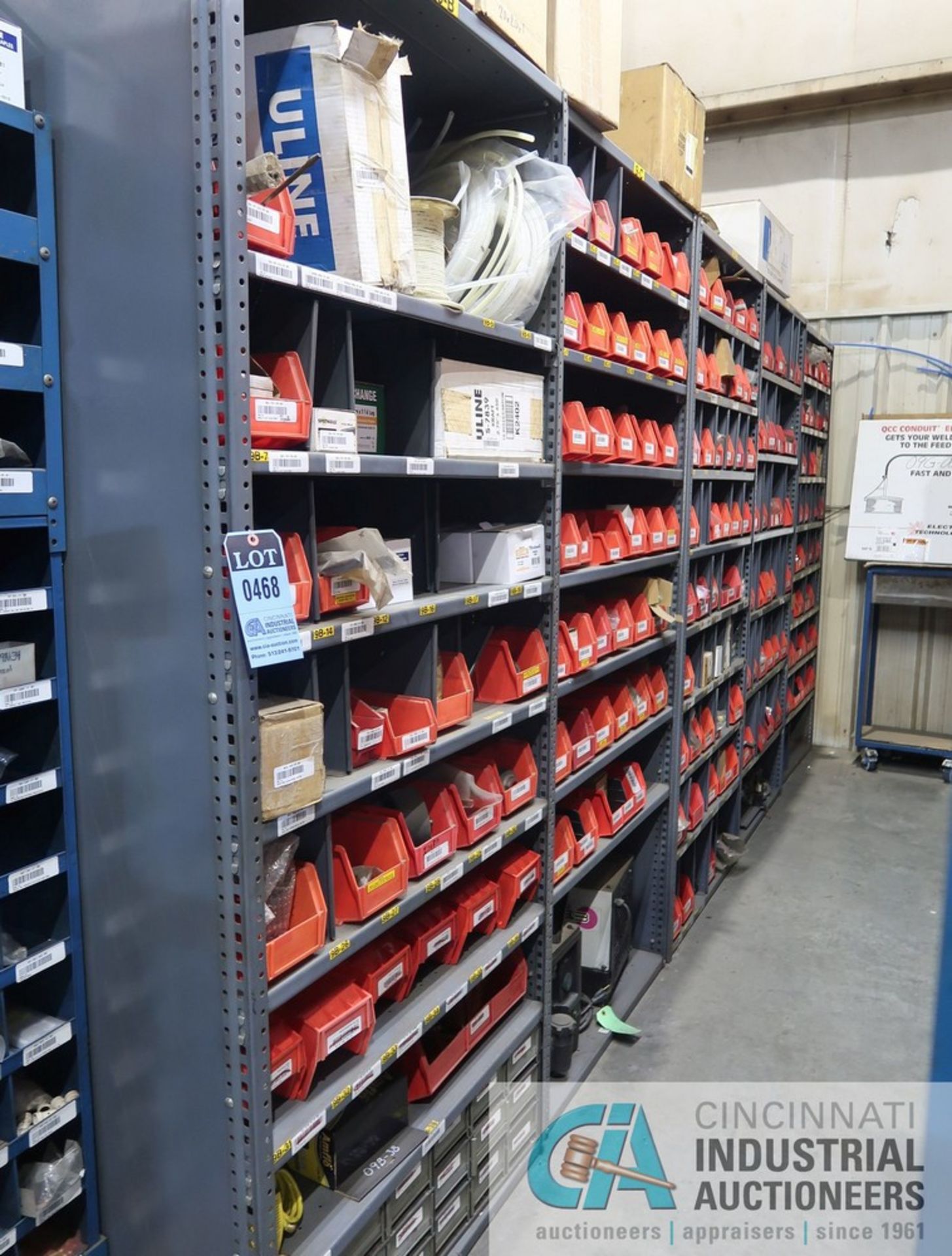 (LOT) CONTENS ONLY OF (5) SECTIONS SHELVING CONSISTING OF TUBING, STAPLES, PRESSURE GAGES,