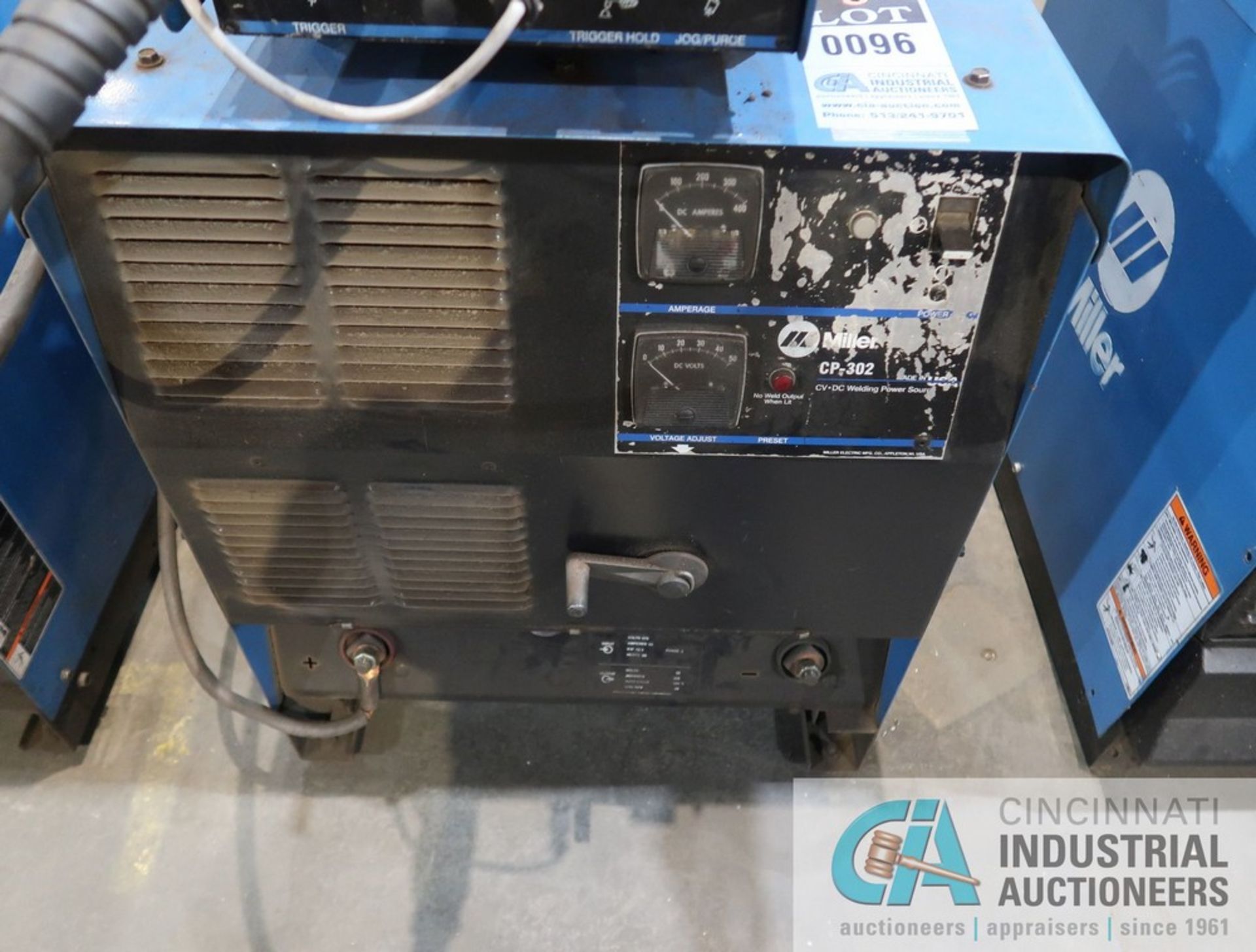 300 AMP MILLER CP-302 CV-DC WELDING POWER SOURCE; S/N LC666631, WITH MILLER 22A 24 VOLT WIRE FEEDER - Image 3 of 6