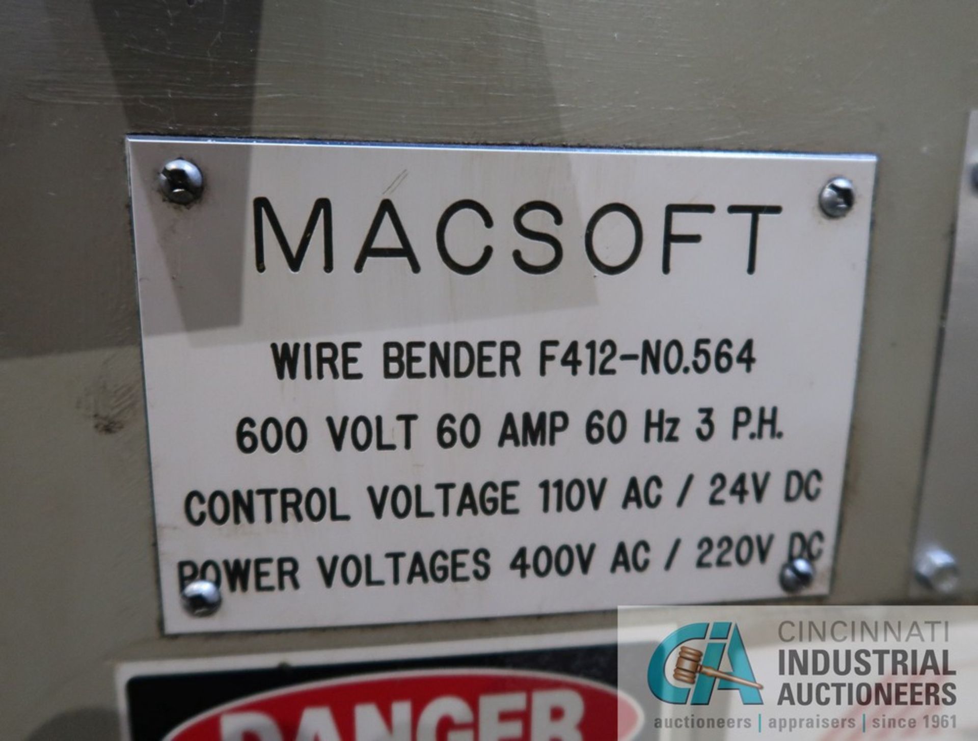 MACSOFT MODEL F412 CNC WIRE BENDER; S/N 564, 4MM - 13MM WIRE DIAMETER, 60 TON HEADER, 50" DIAMETER - Image 19 of 21