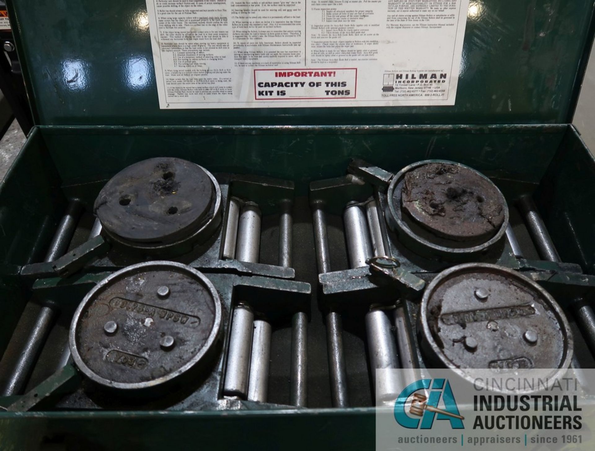 8 TON AND 3.75 TON CAPACITY HILLMAN DELUXE SET MACHINE ROLLERS WITH (2) STEER HANDLES - Image 2 of 3