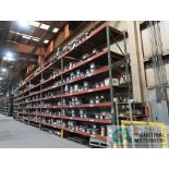 SECTIONS 42" X 150" X 16' PALLET RACK, (7) UPRIGHTS, (84) 5" FACE CROSSBEAMS, WIRE AND WOOD DECK