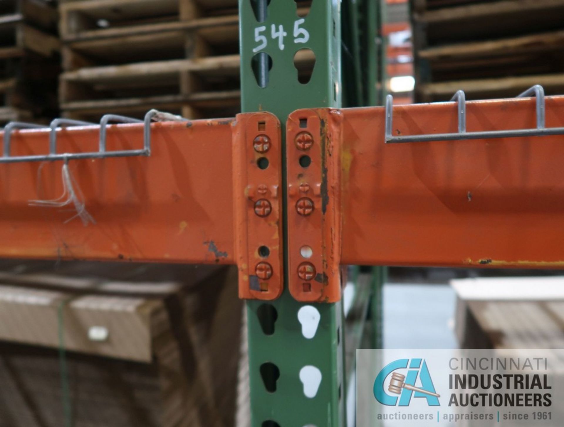 SECTIONS 42" X 144" X 16' PALLET RACK, (7) UPRIGHTS, (36) 5" FACE CROSSBEAMS, WIRE DECKING - Image 3 of 7