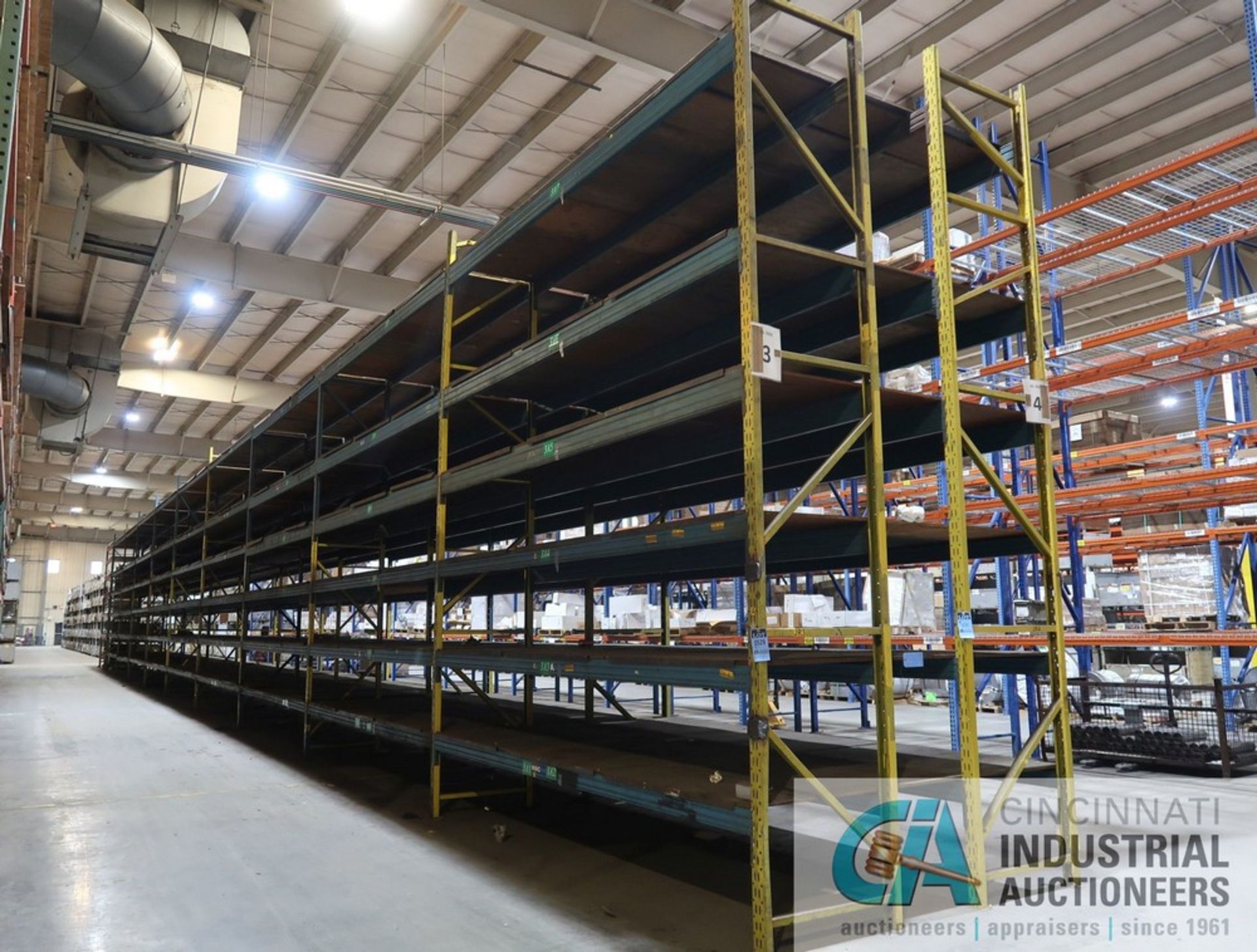 SECTIONS 42" X 144" X 16' PALLET RACK - (2) SIDE BY SIDE RUNS, (22) UPRIGHTS, (233) 5" FACE CROSS