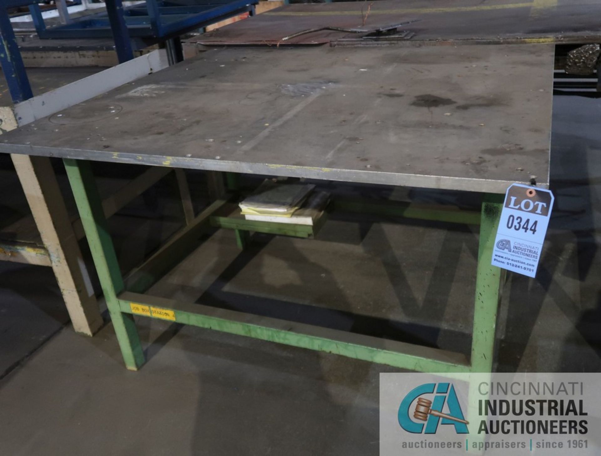 48" X 54' X 35-1/2" HIGH HEAVY DUTY WELDED STEEL FRAME TABLE WITH 1" THICK ALUMINUM PLATE